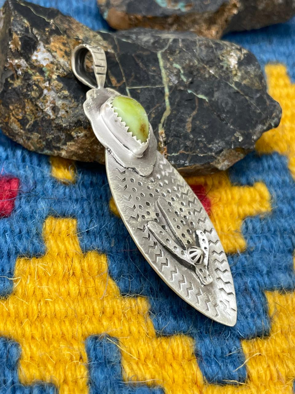 Handmade Sterling Silver Palomino Turquoise Pendant "Signed Nizhoni"