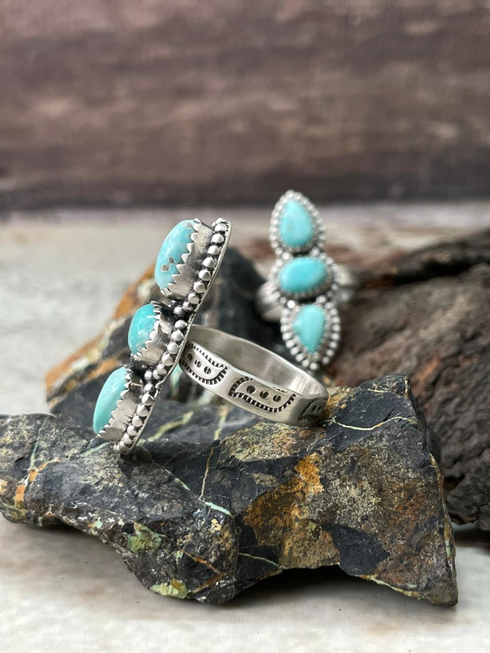 Handmade Sterling Silver White Water Adjustable Ring "Signed Nizhoni"