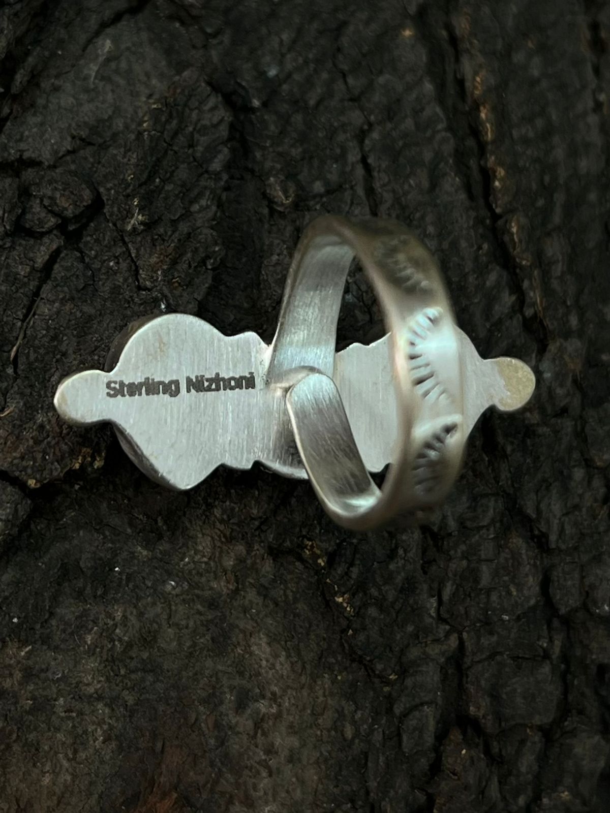 Handmade Sterling Silver White Water with Paloma Adjustable Ring "Signed Nizhoni"