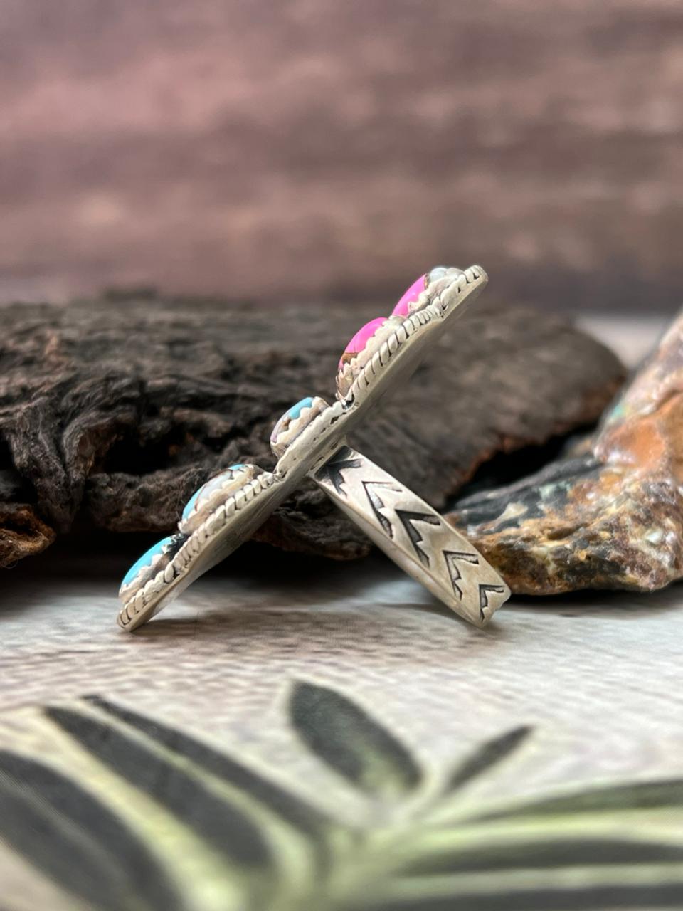 Handmade Sterling Silver Cotton Candy Adjustable Ring " Signed Nizhoni"