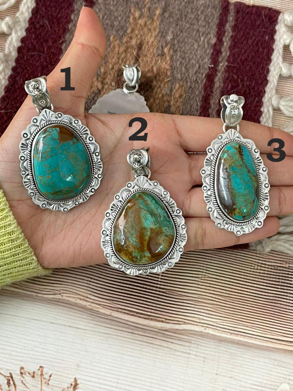 Handmade Sterling Silver Royston Turquoise Pendant "Signed Nizhoni"