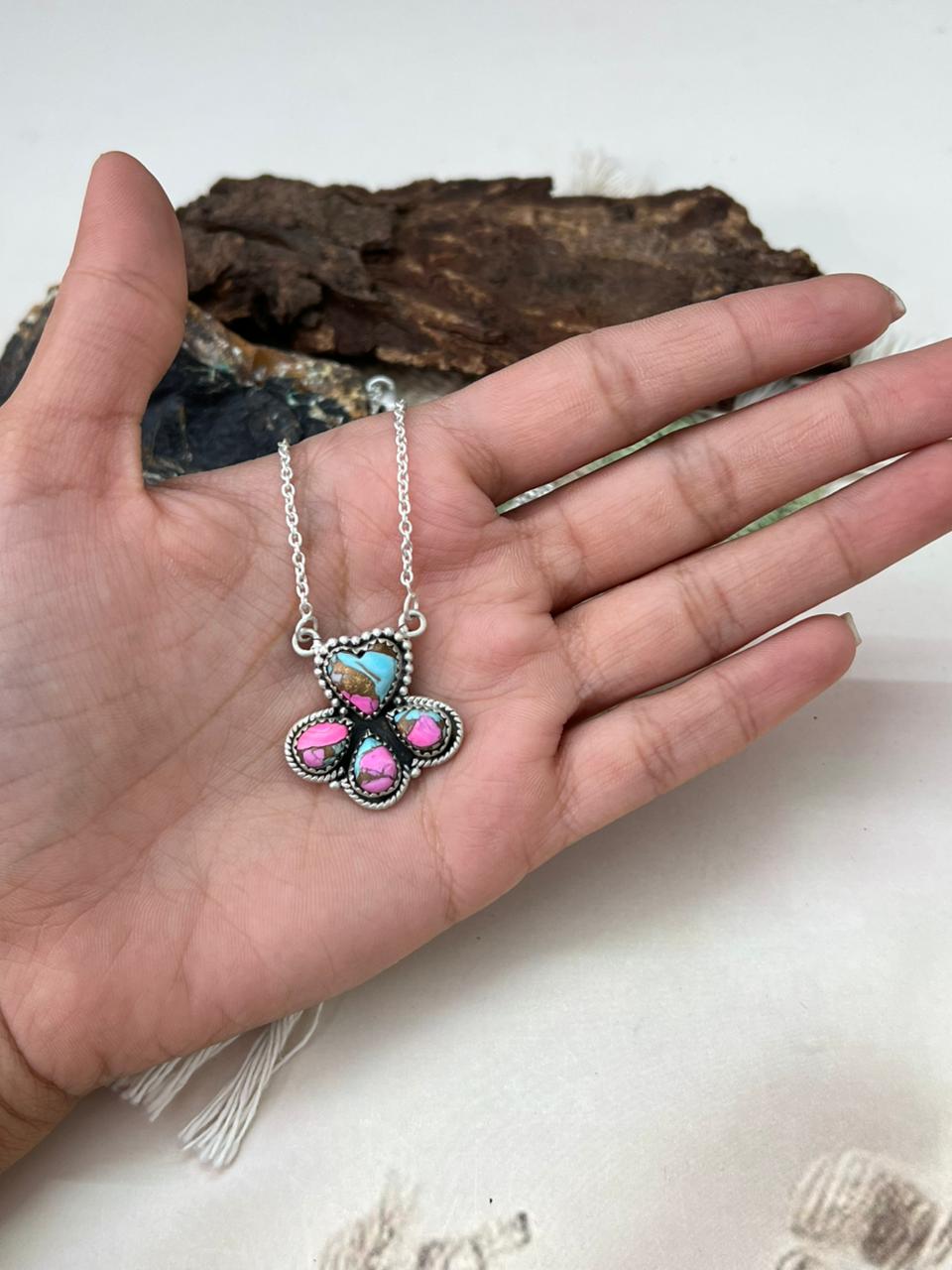 Handmade Sterling Silver Cotton Candy Necklace "Signed Nizhoni"