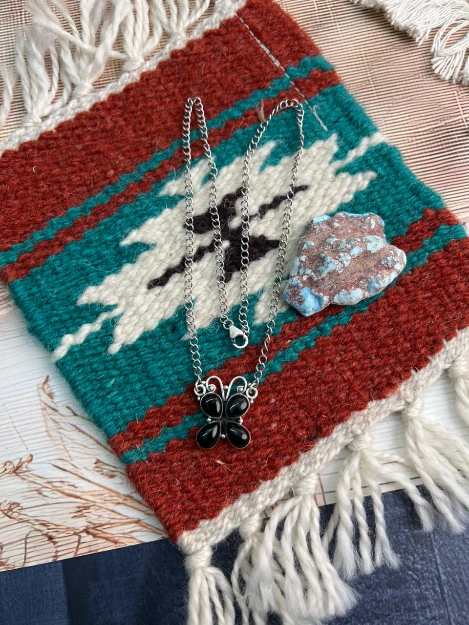 Handmade Sterling Silver Black Onyx Necklace "Signed Nizhoni"