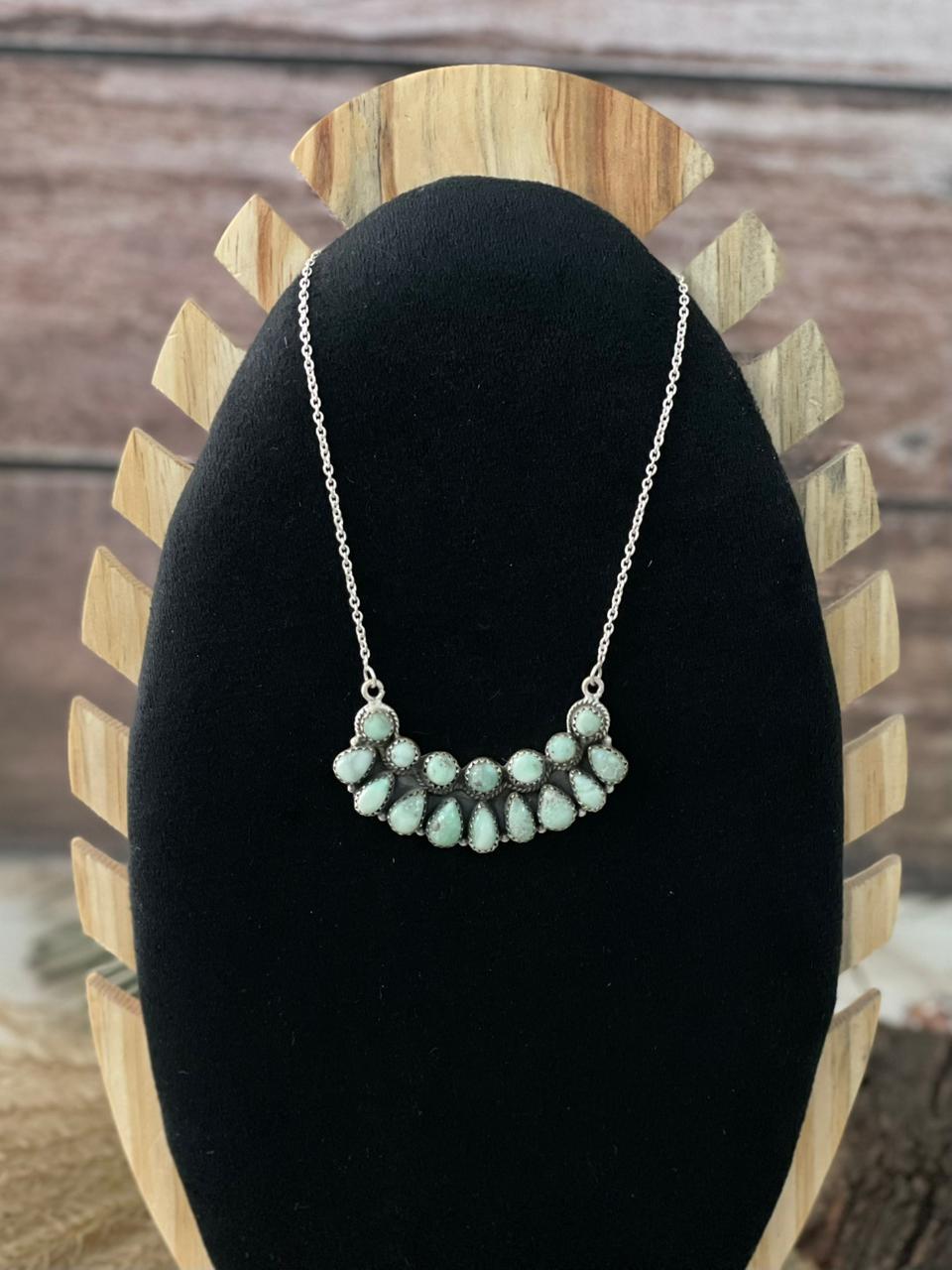 Handmade Sterling Silver Paloma Turquoise Necklace "Signed Nizhoni"