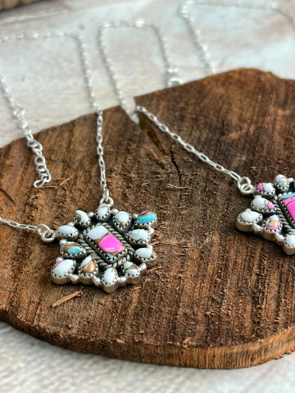 Handmade Sterling Silver Cotton Candy Necklace "Signed Nizhoni"