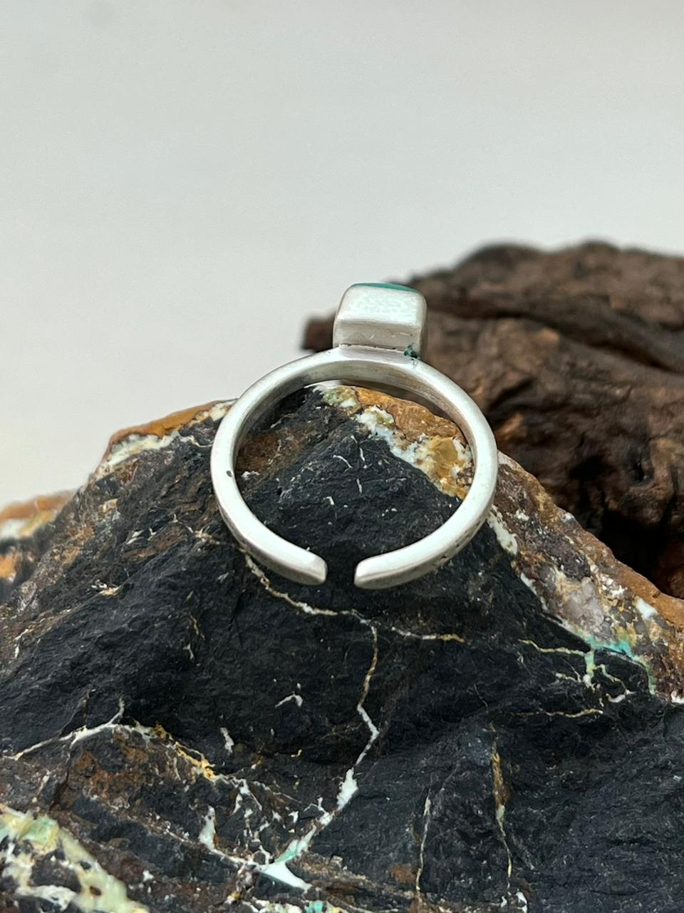 Handmade Sterling Silver Emerald Valley Turquoise Adjustable Ring "Signed Nizhoni"