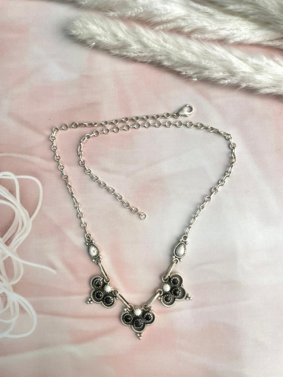 Handmade Sterling Silver White Buffalo Necklace "Signed Nizhoni"