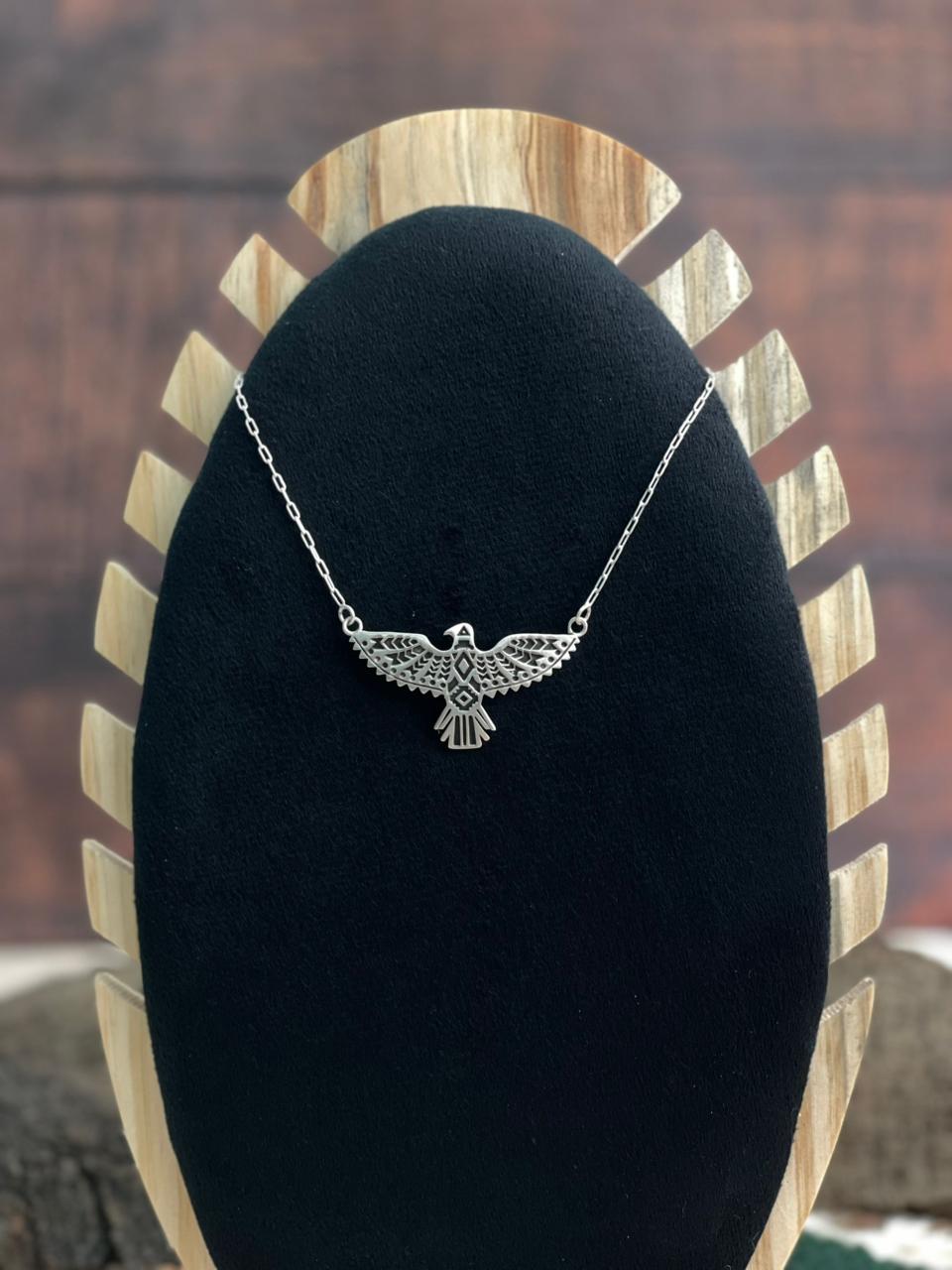 Handmade Sterling Silver ThunderBird Necklace "Signed Nizhoni" (1)