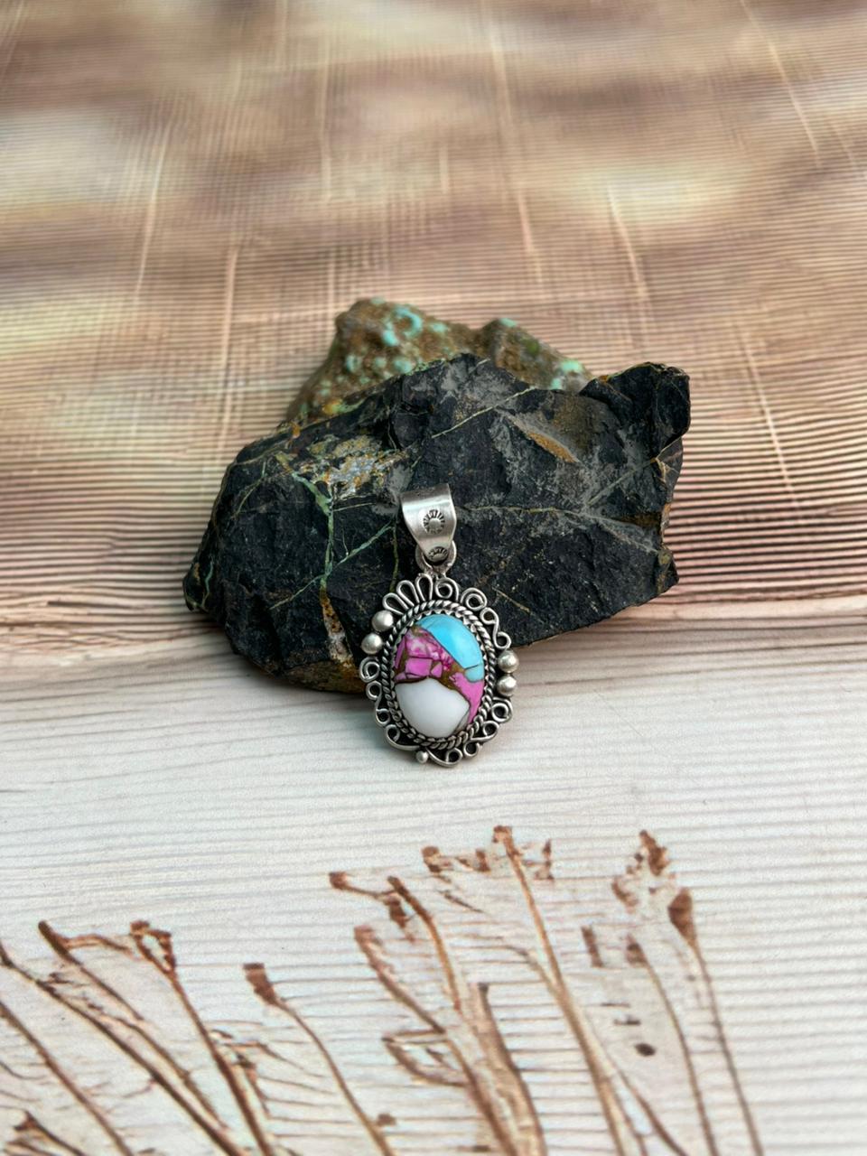 Handmade Sterling Silver Cotton Candy Pendant "Signed Nizhoni"