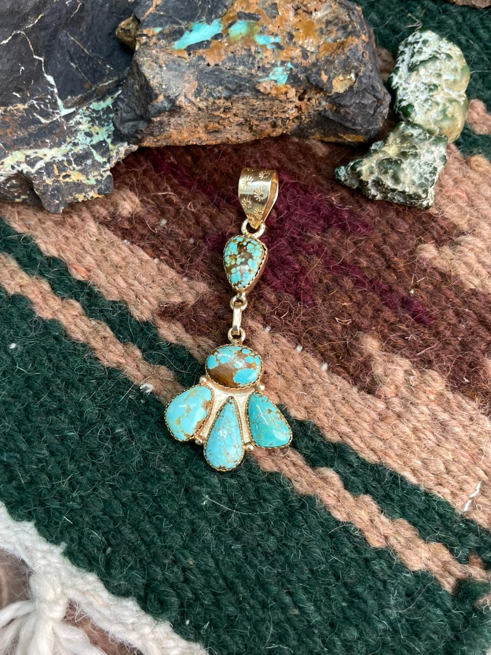 “The Golden Collection” Handmade Number 8 Turquoise with Gold Pendant