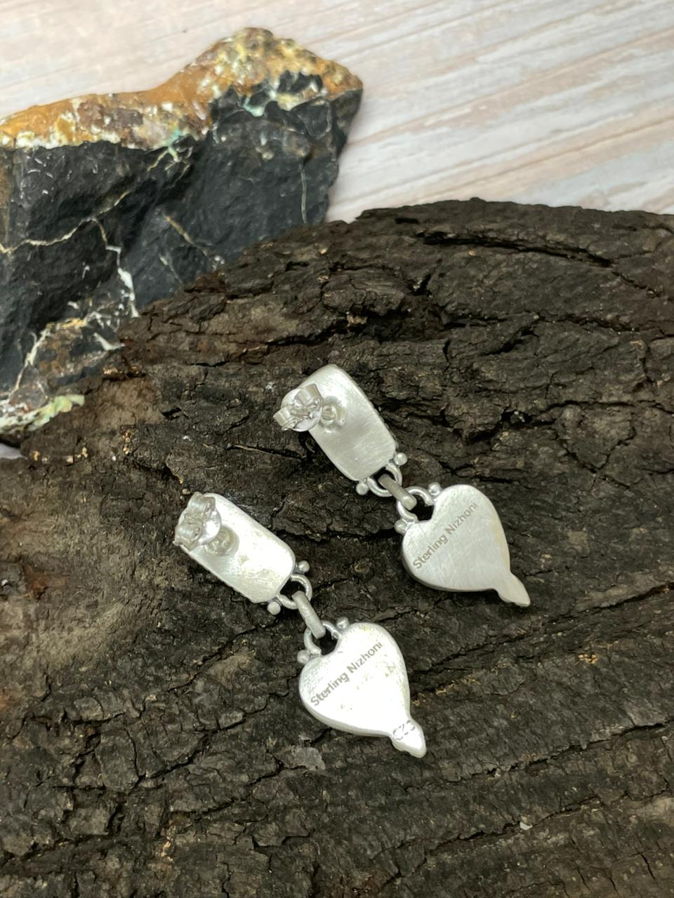 Handmade Sterling Silver Wildhorse Magnesite Dangle Earrings "Signed Nizhoni"