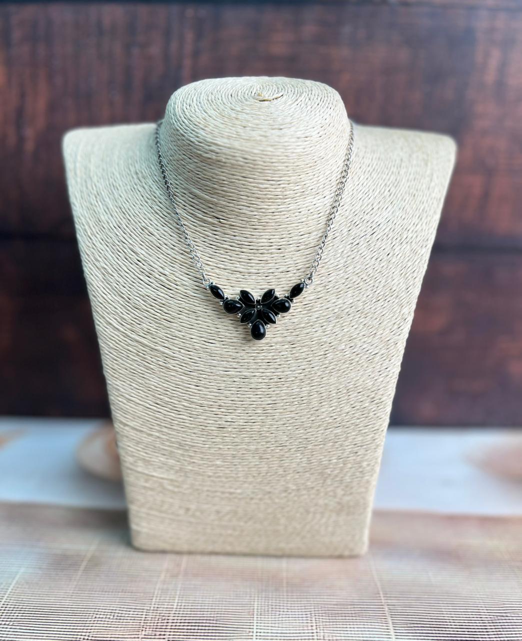 Handmade Sterling Silver Black Onyx Necklace "Signed Nizhoni"