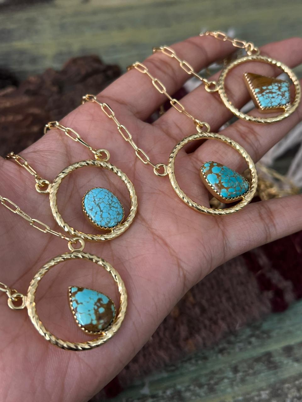 “The Golden Collection” Handmade Number 8 Turquoise with Gold Necklace
