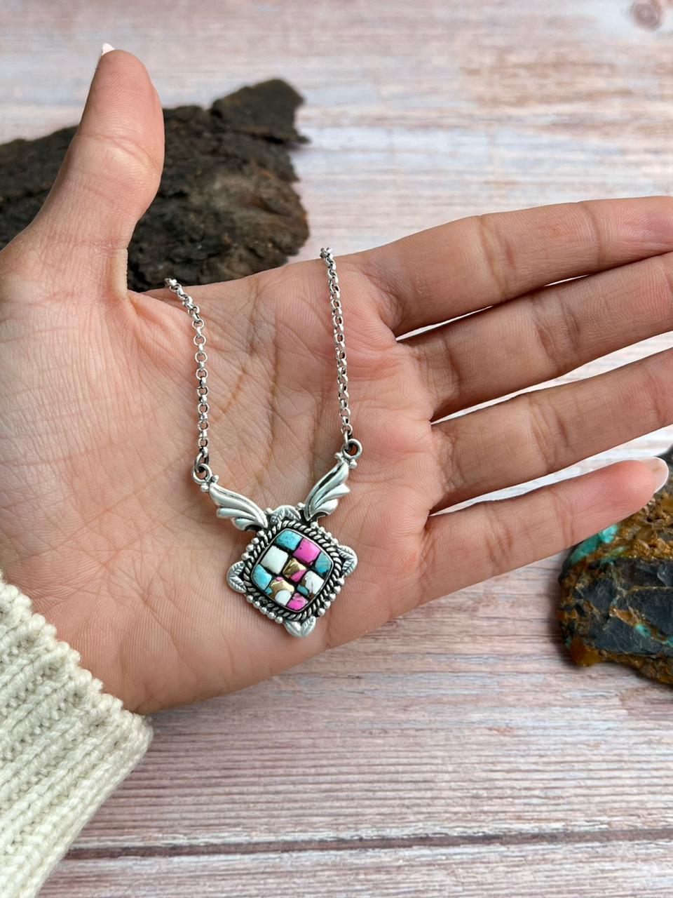 Handmade Sterling Silver Cotton Candy Necklace "Signed Nizhoni"