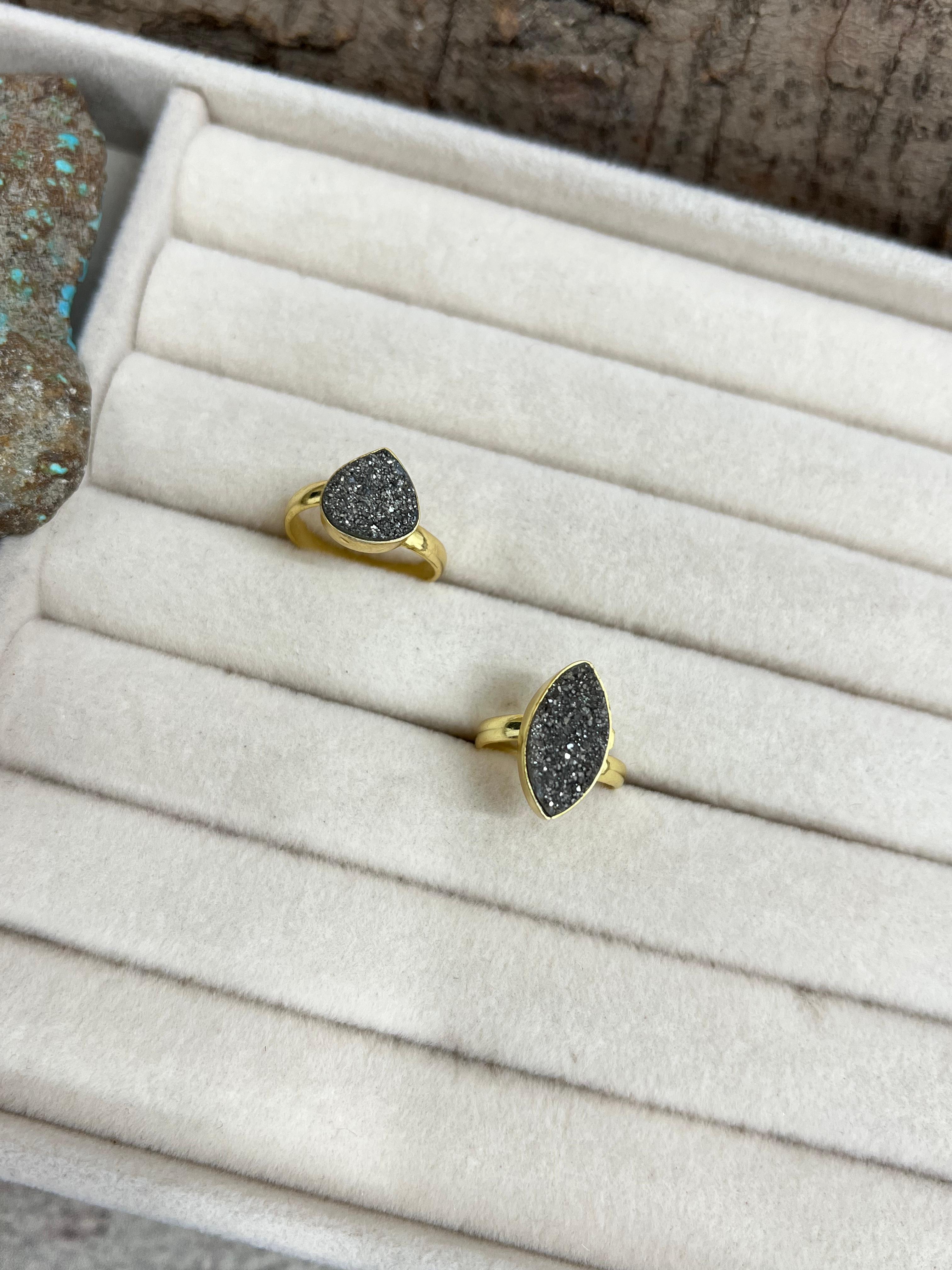 “The Boho Collection” Handmade Natural Druzy Adjustable Ring 2 Styles