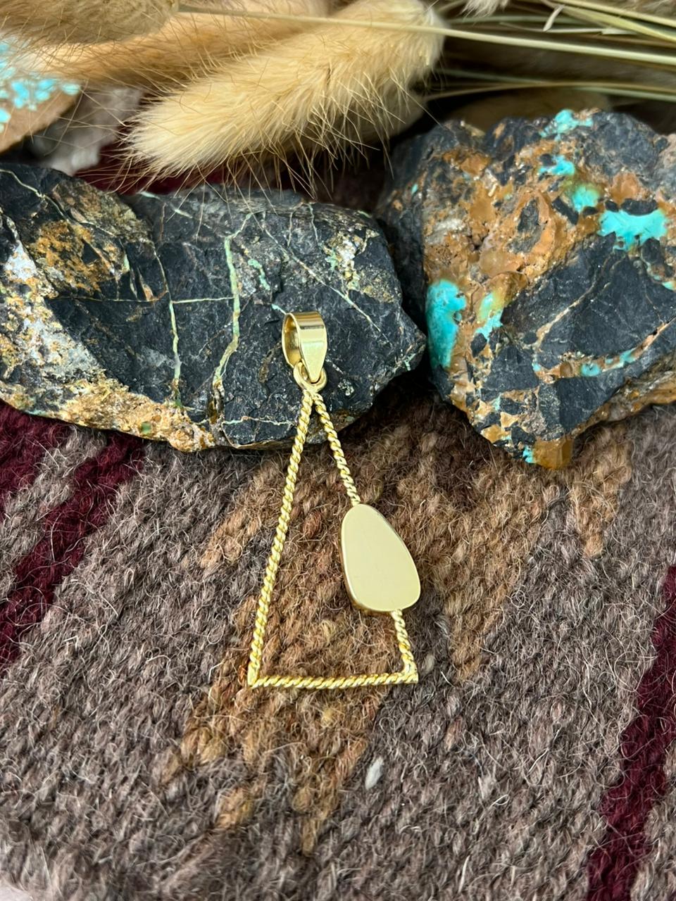 “The Golden Collection” Handmade Gold-Palted Golden Hills Turquoise Pendant