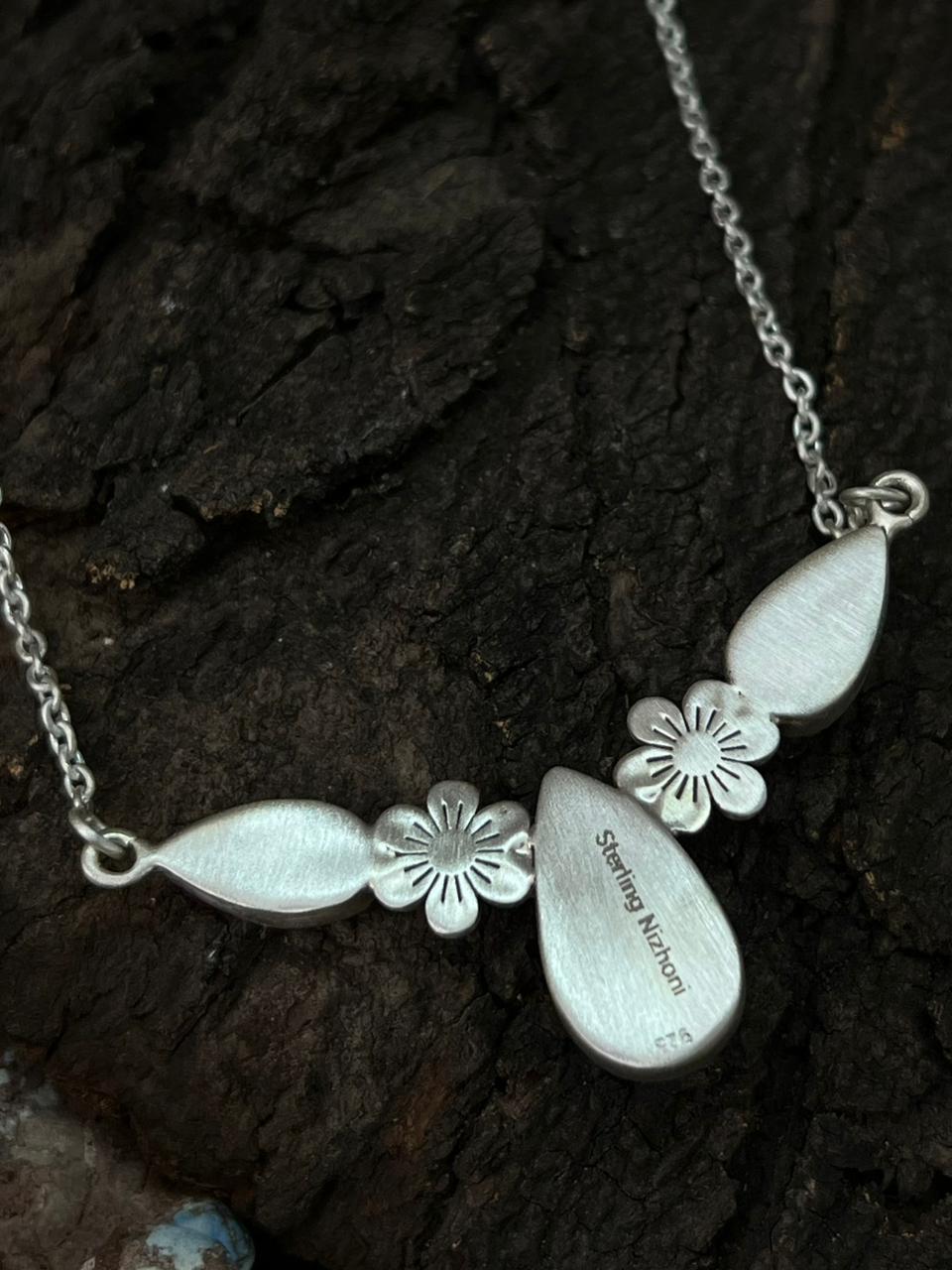 Handmade Sterling Silver Golden Hills Turquoise Necklace "Signed Nizhoni"