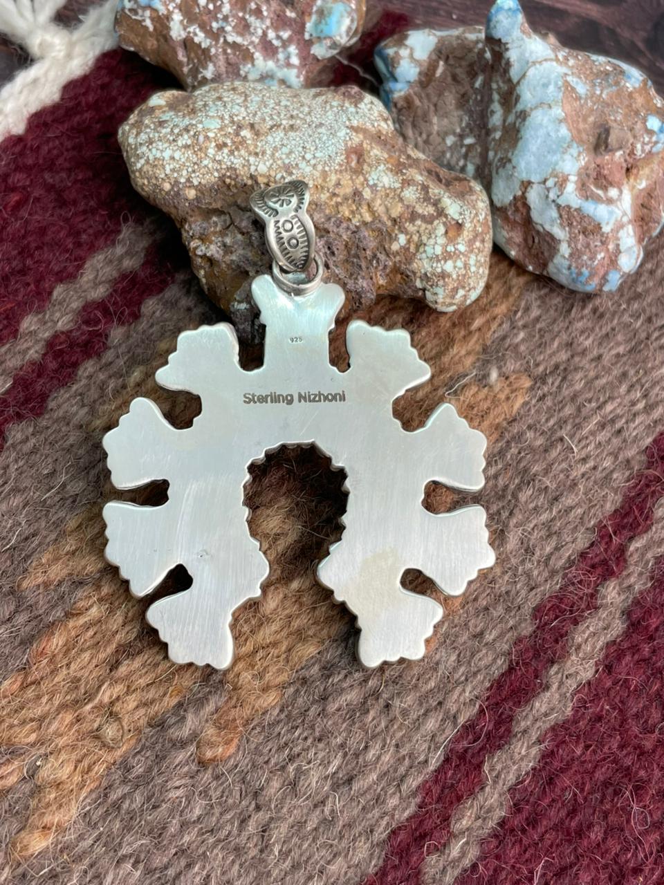 Handmade Sterling Silver Golden Hills with White Collection Pendant "Signed Nizhoni"