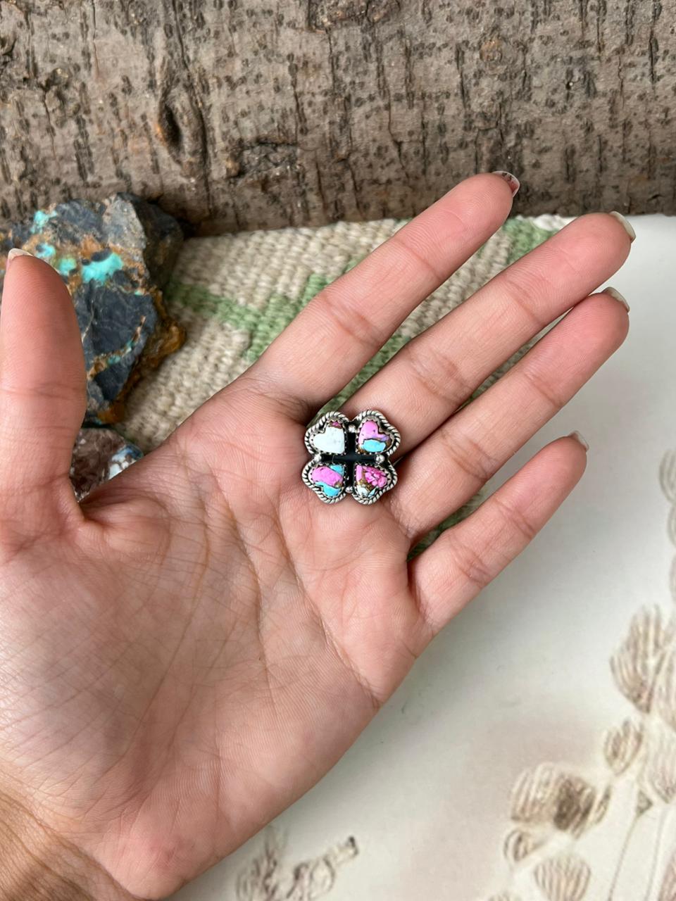 Handmade Sterling Silver Cotton Candy Adjustable Ring "Signed Nizhoni" (8)