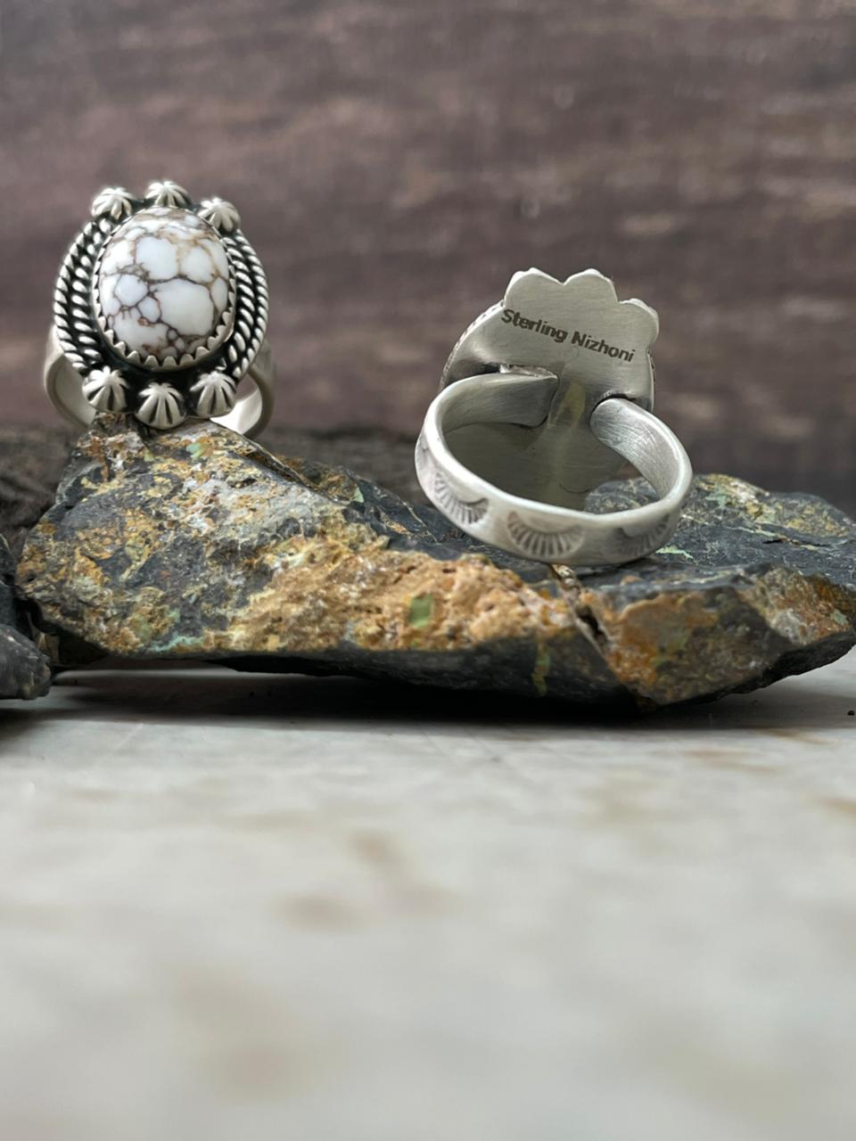 Handmade Sterling Silver Wildhorse Magnesite Adjustable Ring "Signed Nizhoni"