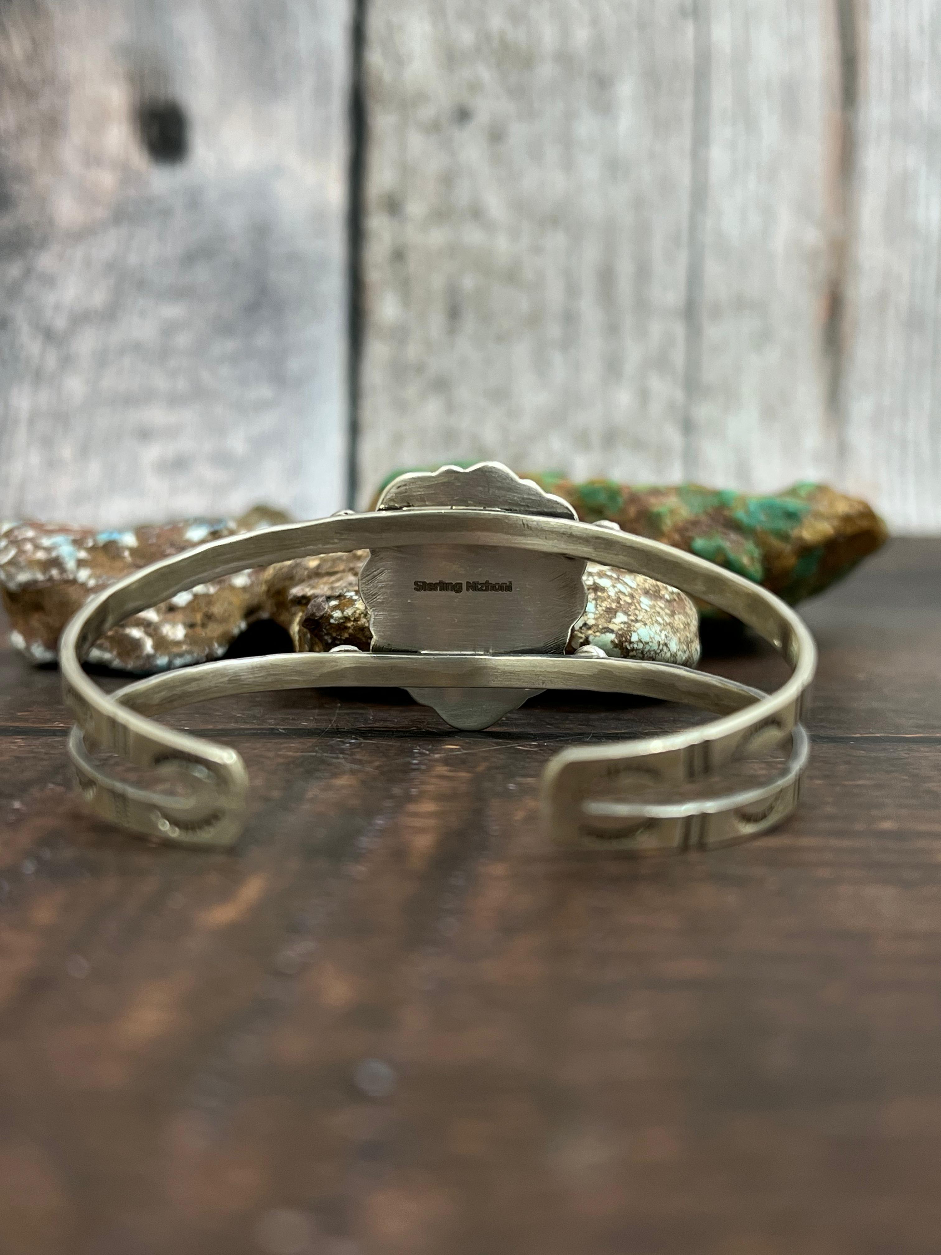 Handmade Sterling Silver Golden Hills Cuff Bracelet with Signed Nizhoni