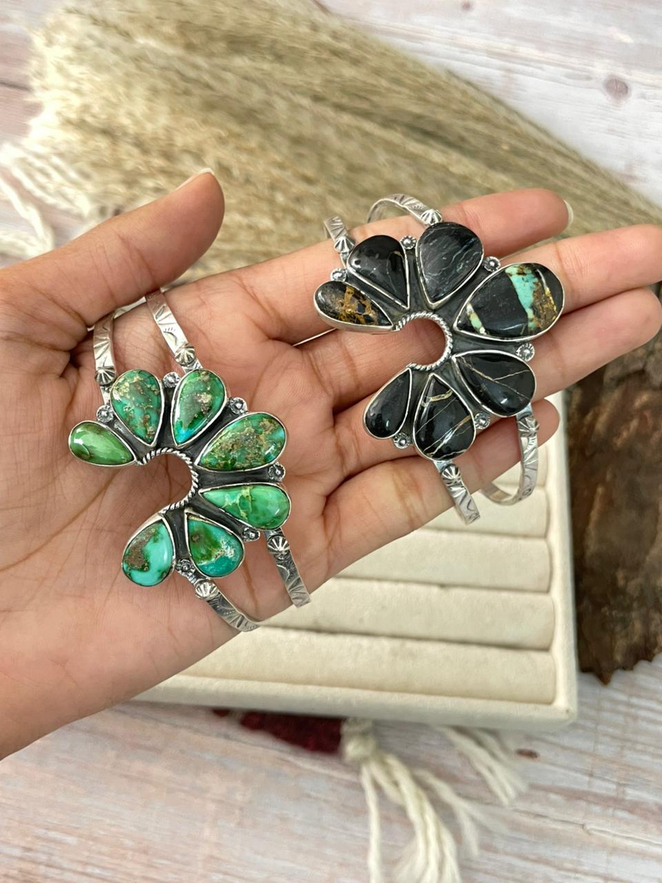 Handmade Sterling Silver Multi Stone Cuff Bracelet "Signed Nizhoni"