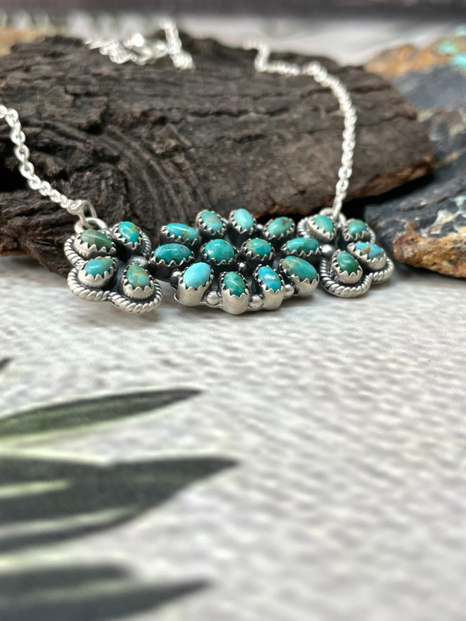 Handmade Sterling Silver Kingman Turquoise Necklace "Signed Nizhoni"