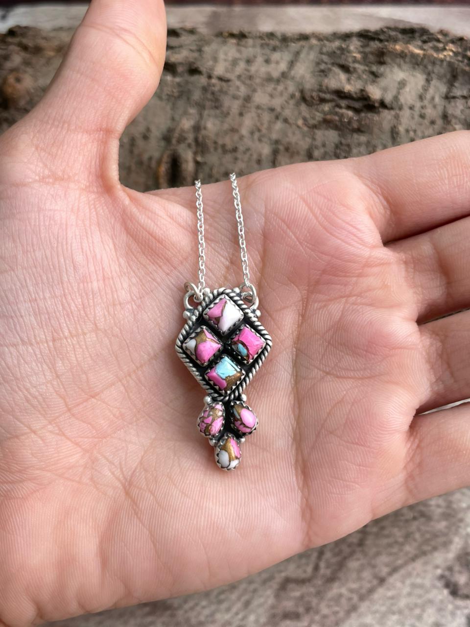 Handmade Sterling Silver Cotton Candy Necklace "Signed Nizhoni"