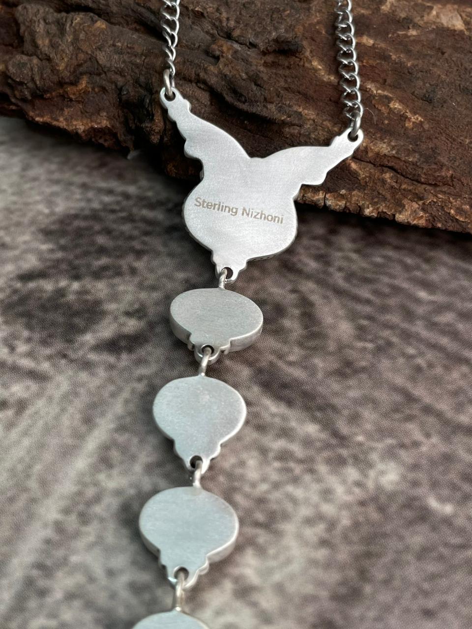 Handmade Sterling Silver Multi Stone Necklace "Signed Nizhoni"