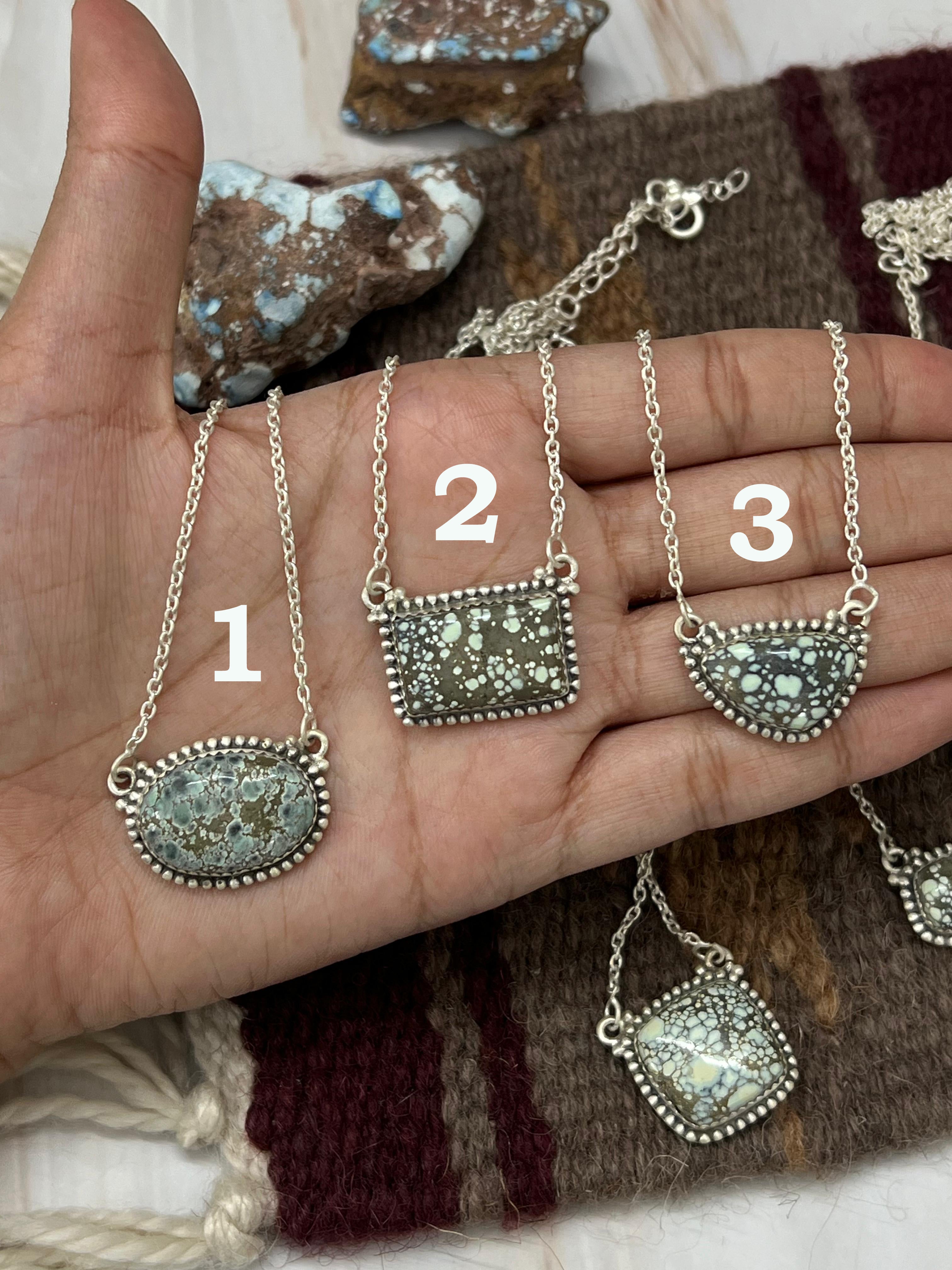 Handmade Sterling Silver Star Fox Variscite Necklace with Signed Nizhoni