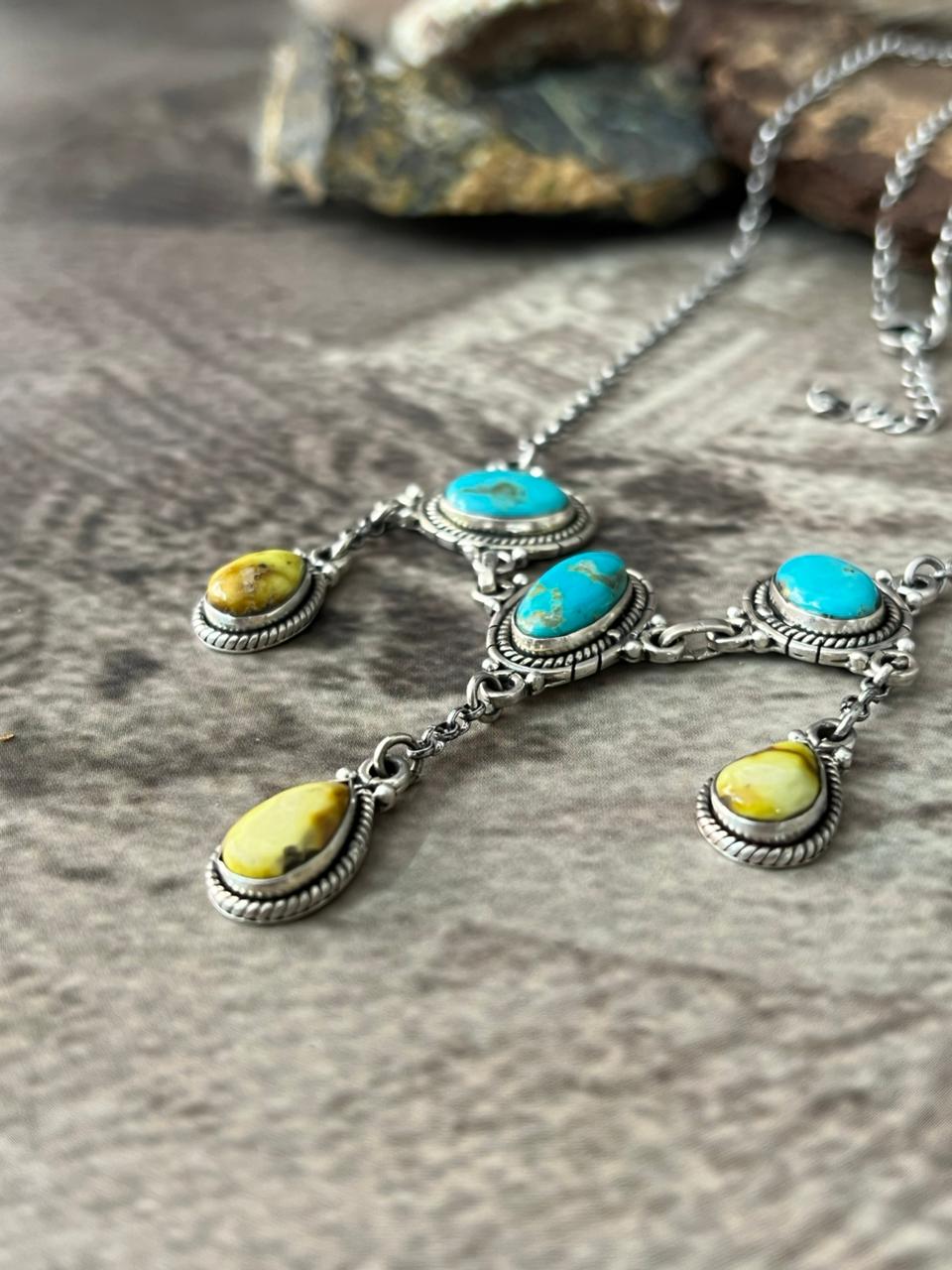 Handmade Sterling Silver Palomino with Santa Maria Necklace "Signed Nizhoni"
