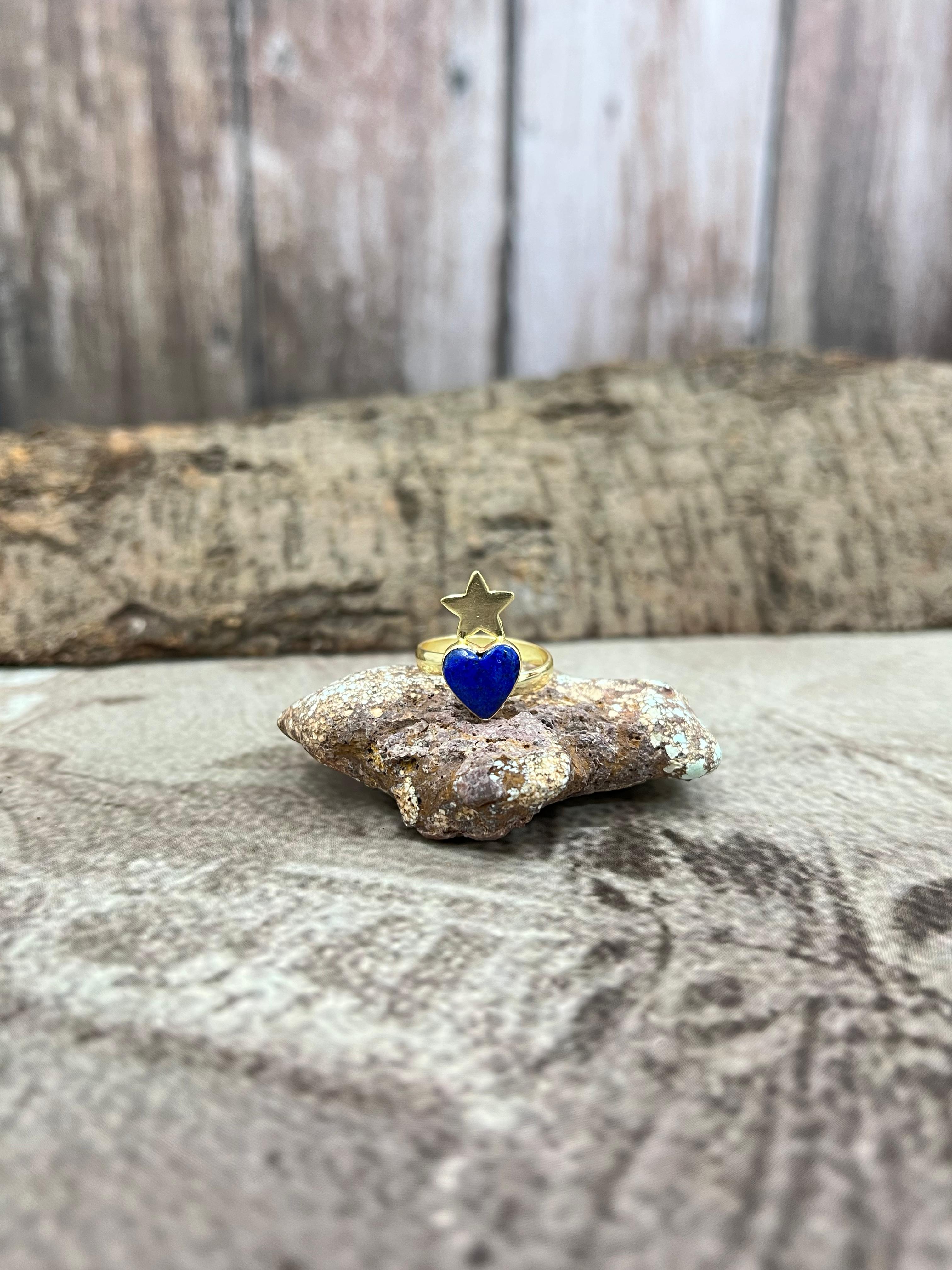 “The Golden Collection” Natural Lapis Adjustable Ring
