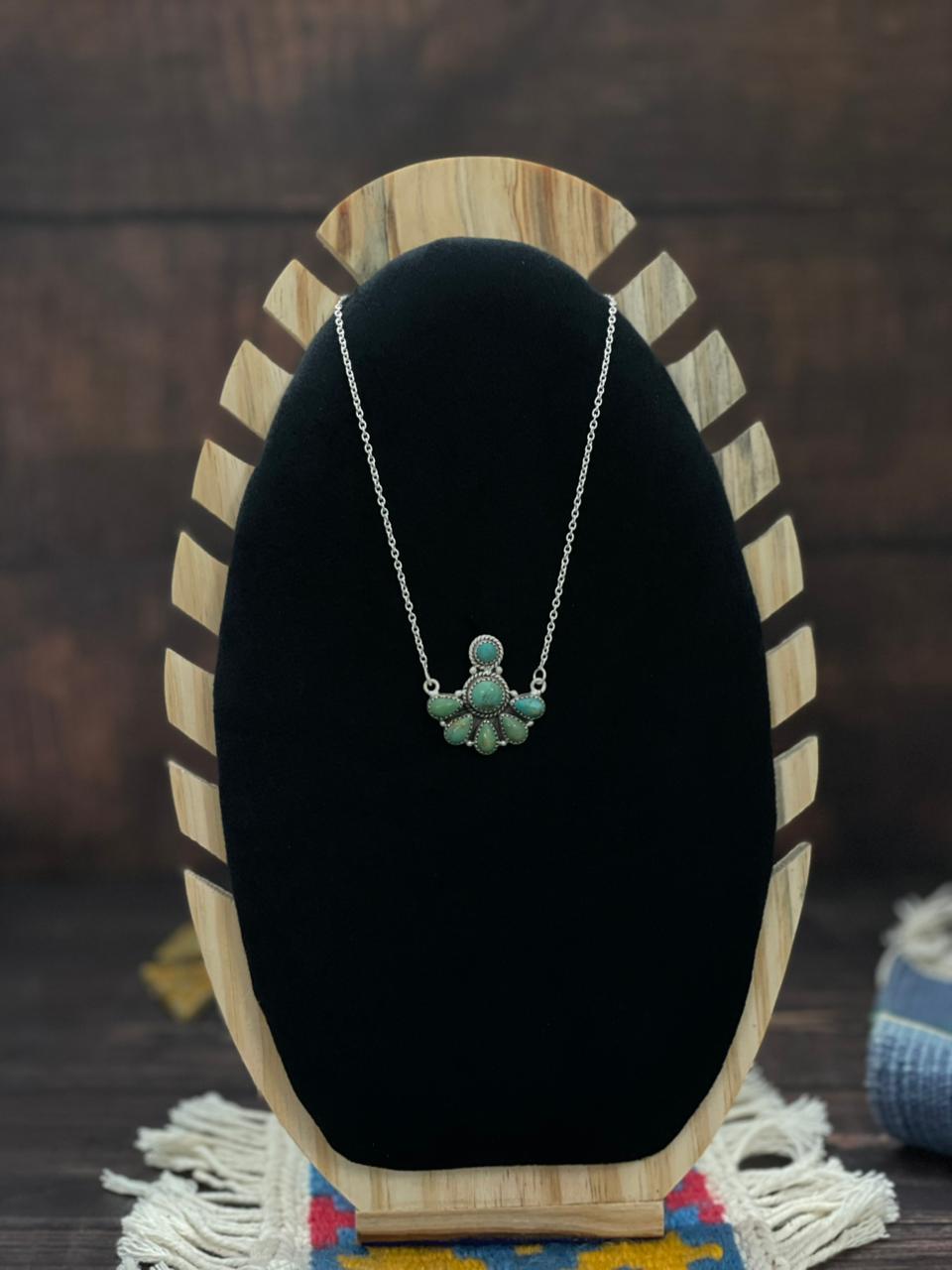 Handmade Sterling Silver Kingman Turquoise Necklace "Signed Nizhoni"