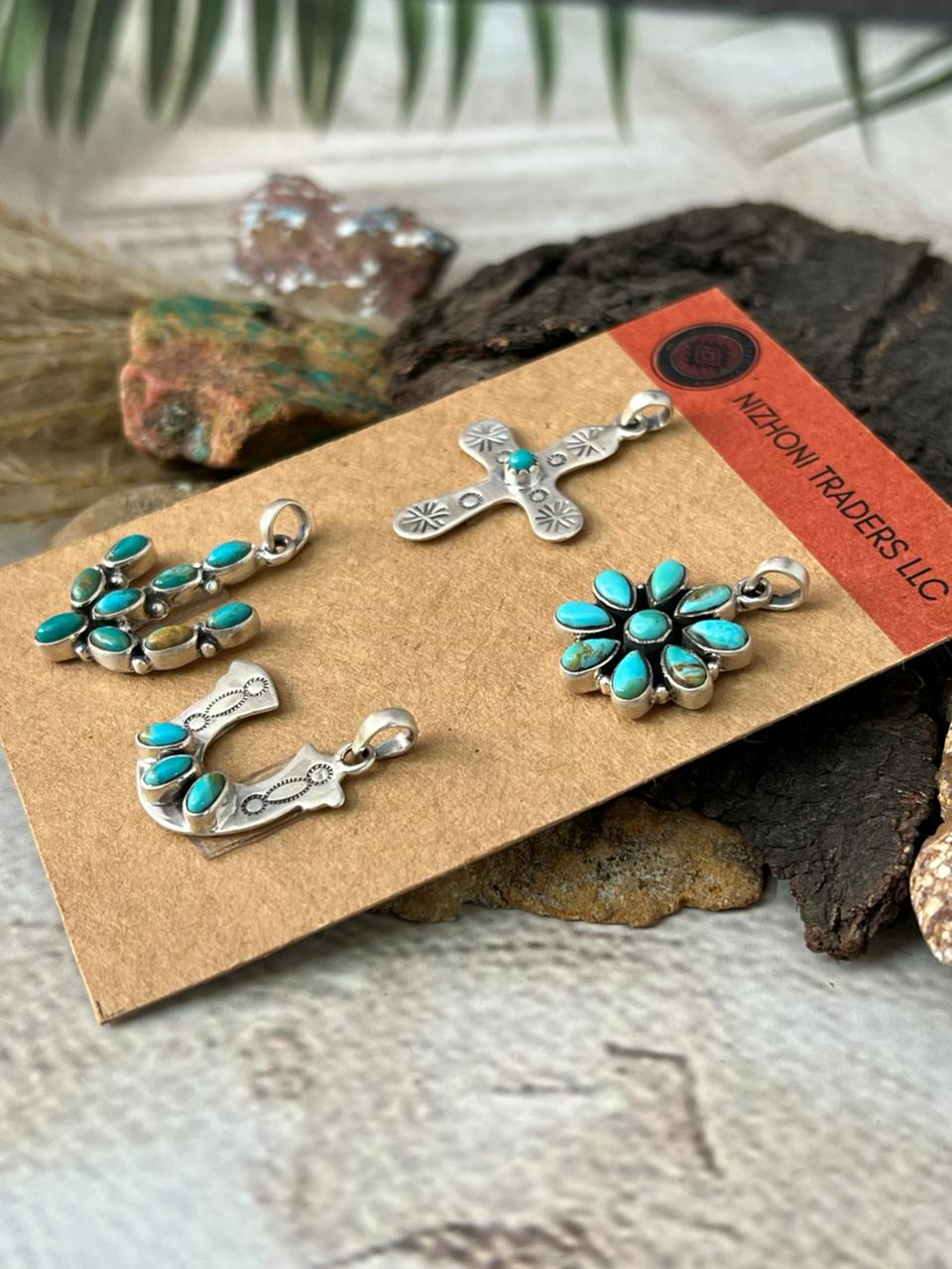 Handmade Sterling Silver Kingman Turquoise Pendant Card