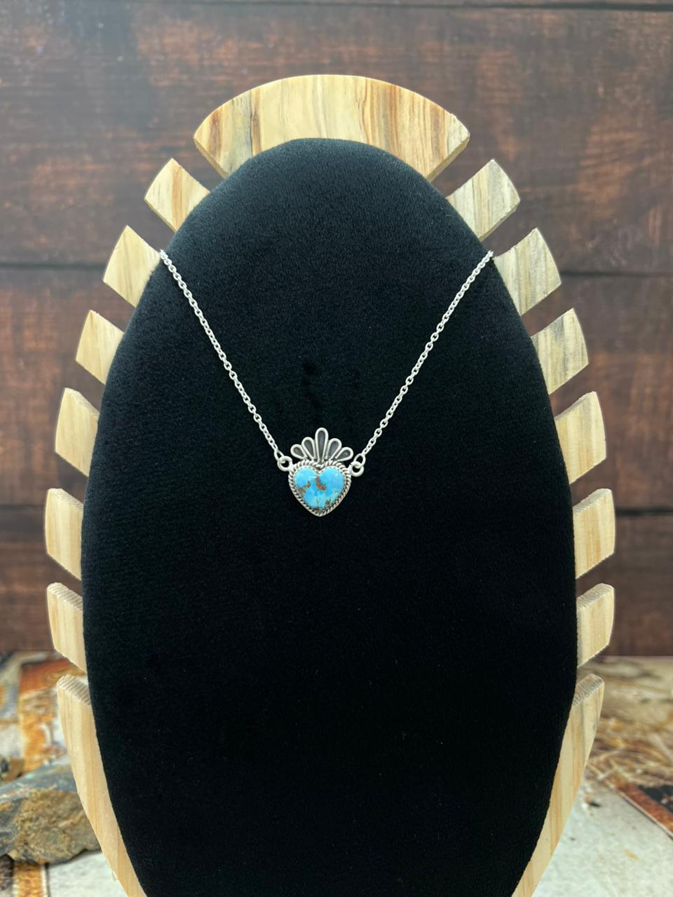 Handmade Sterling Silver Golden Hills Turquoise Necklace "Signed Nizhoni"