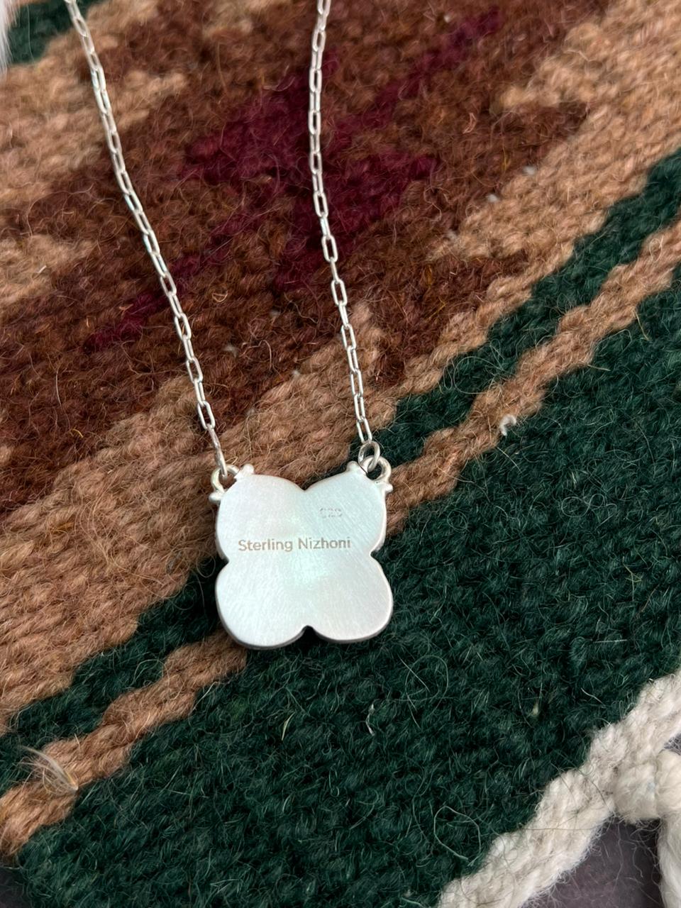 Handmade Sterling Silver White Water with Cotton Candy Necklace "Signed Nizhoni"