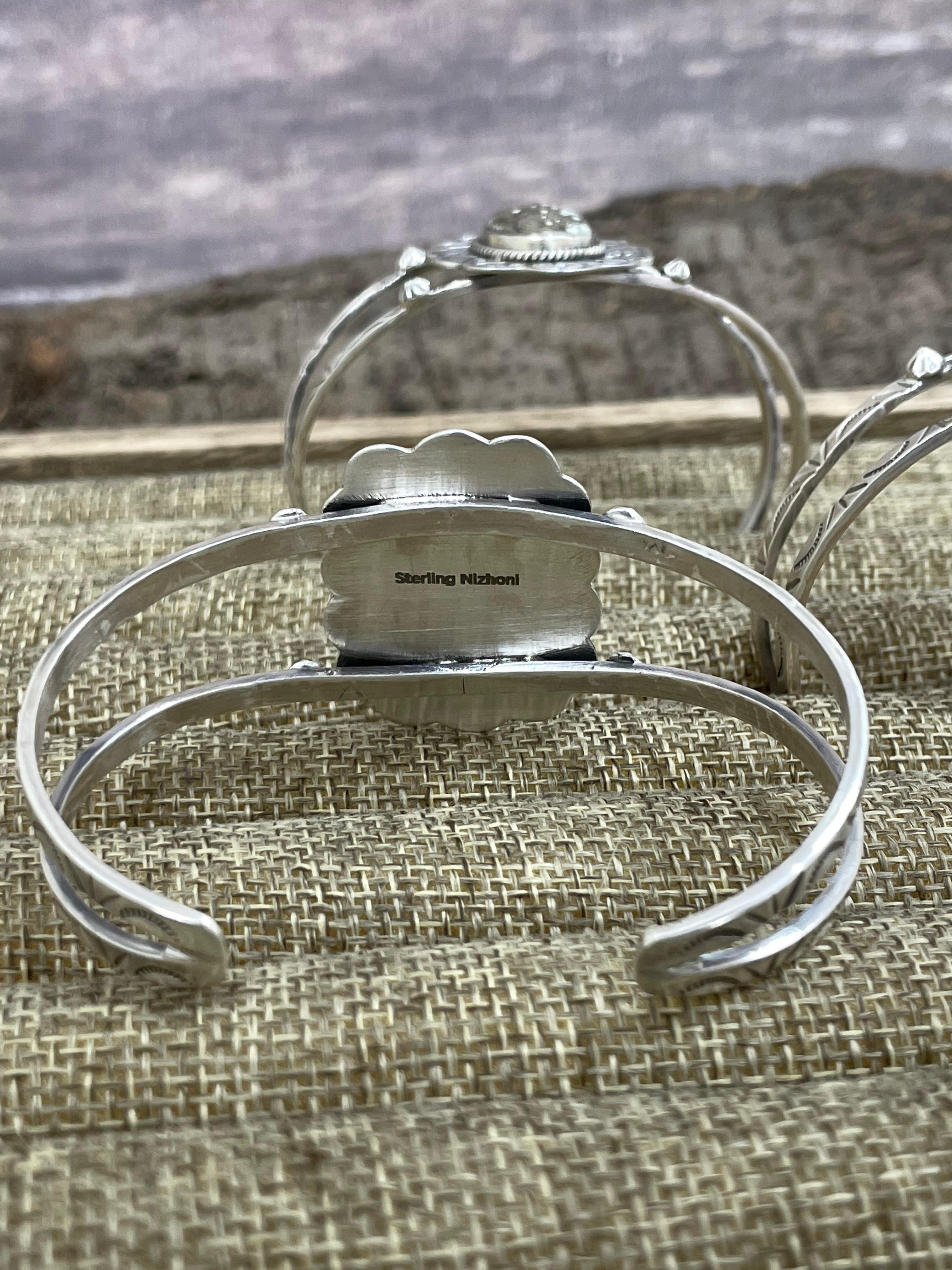 Handmade Sterling Silver Starfox Variscite Bracelet Signed Nizhoni