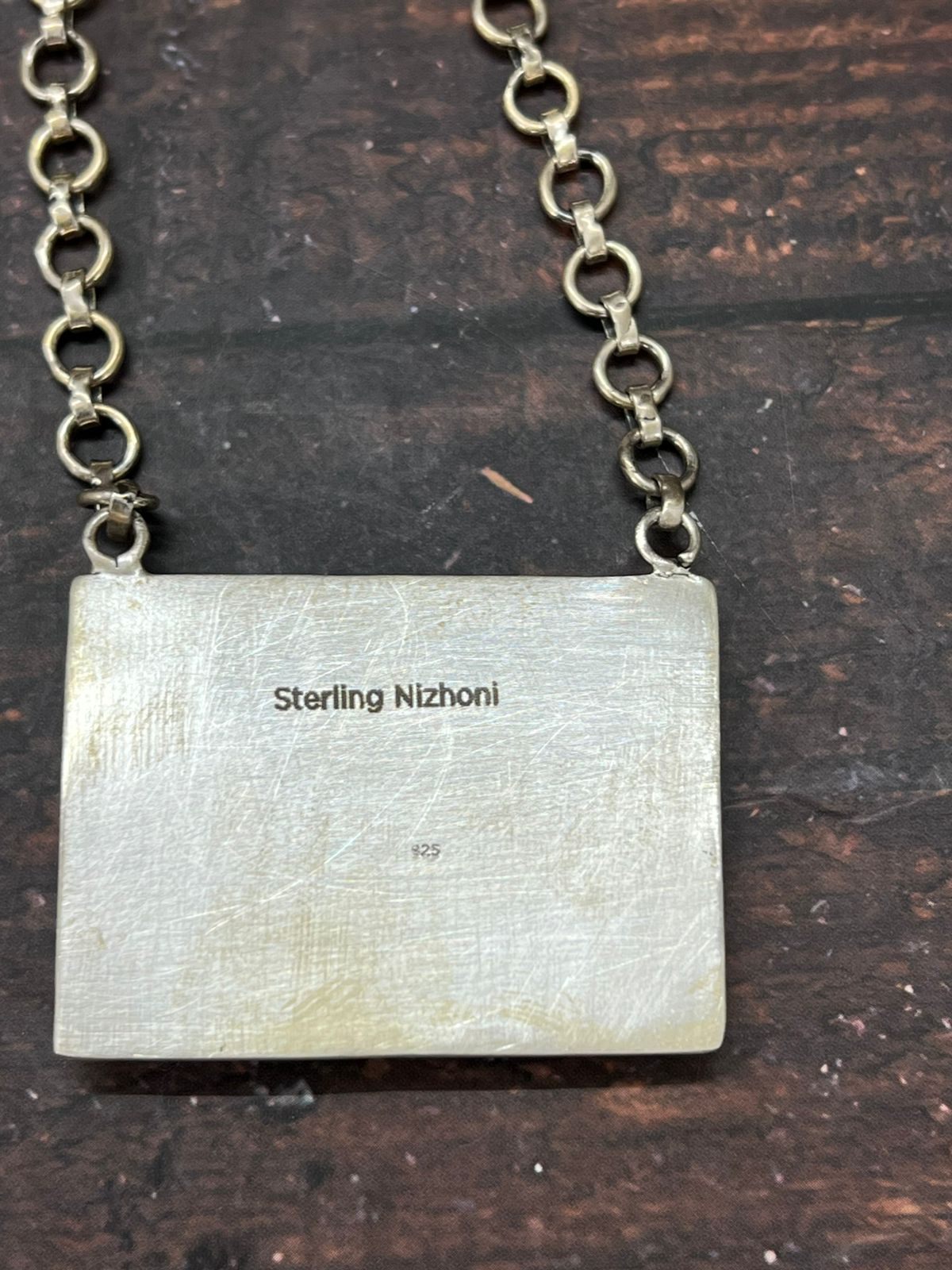 Handmade Sterling Silver Emerald Rose Necklace with Signed Nizhoni