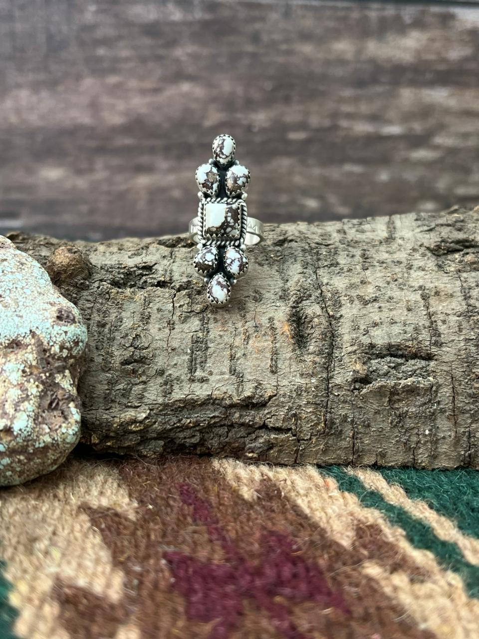 Handmade Sterling Silver Wildhorse Magnesite Adjustable Ring "Signed Nizhoni"