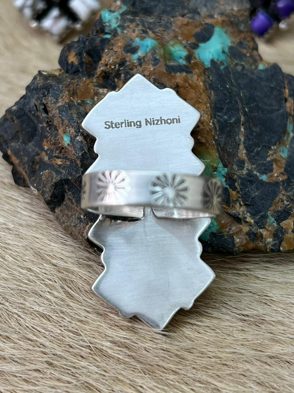 Handmade Sterling Silver Multi Stone Adjustable Ring "Signed Nizhoni"