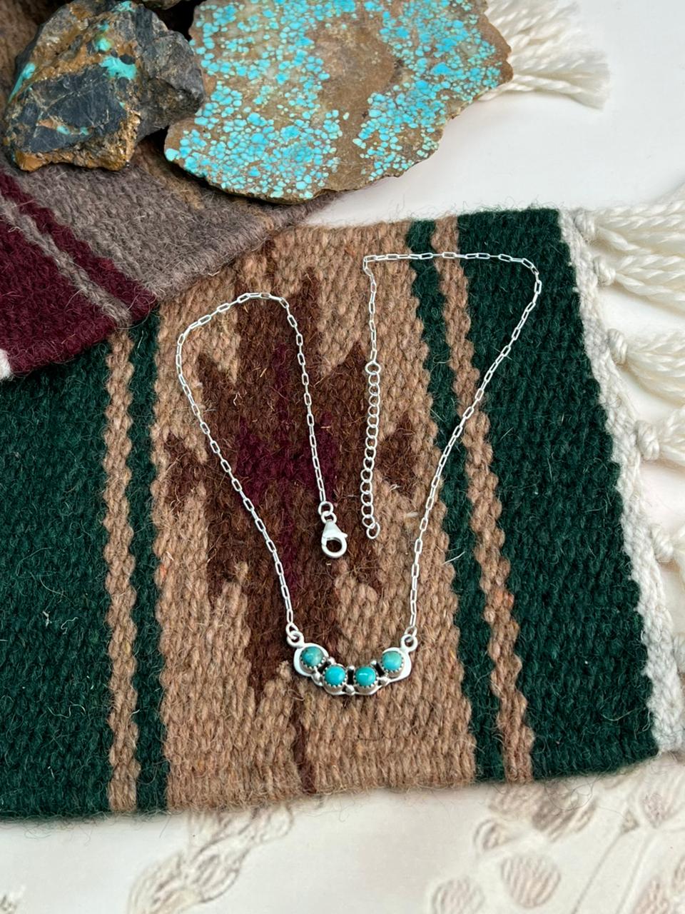 Handmade Sterling Silver Kingman Turquoise Necklace "Signed Nizhoni"