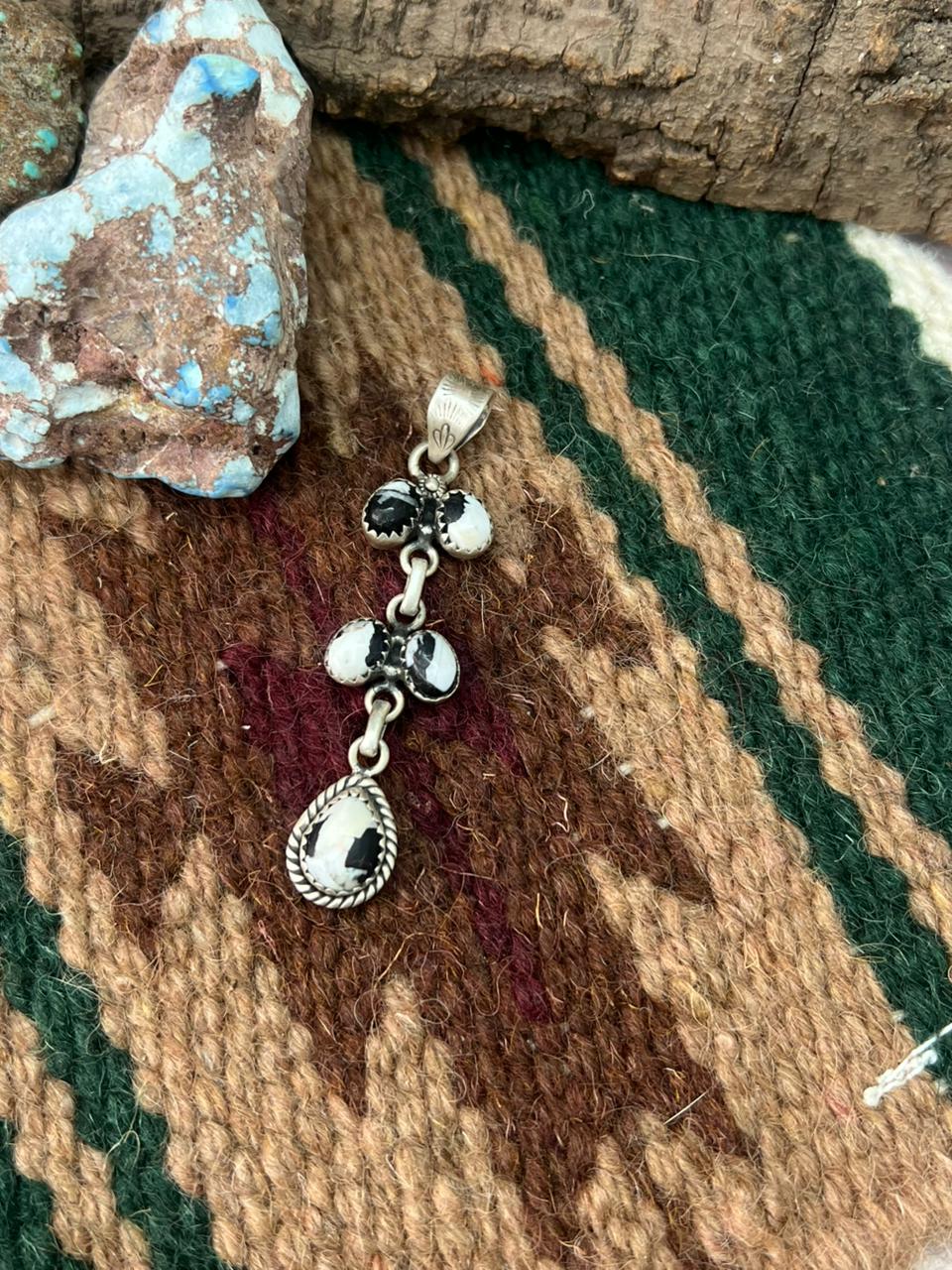 Handmade Sterling Silver White Buffalo Pendant "Signed Nizhoni"