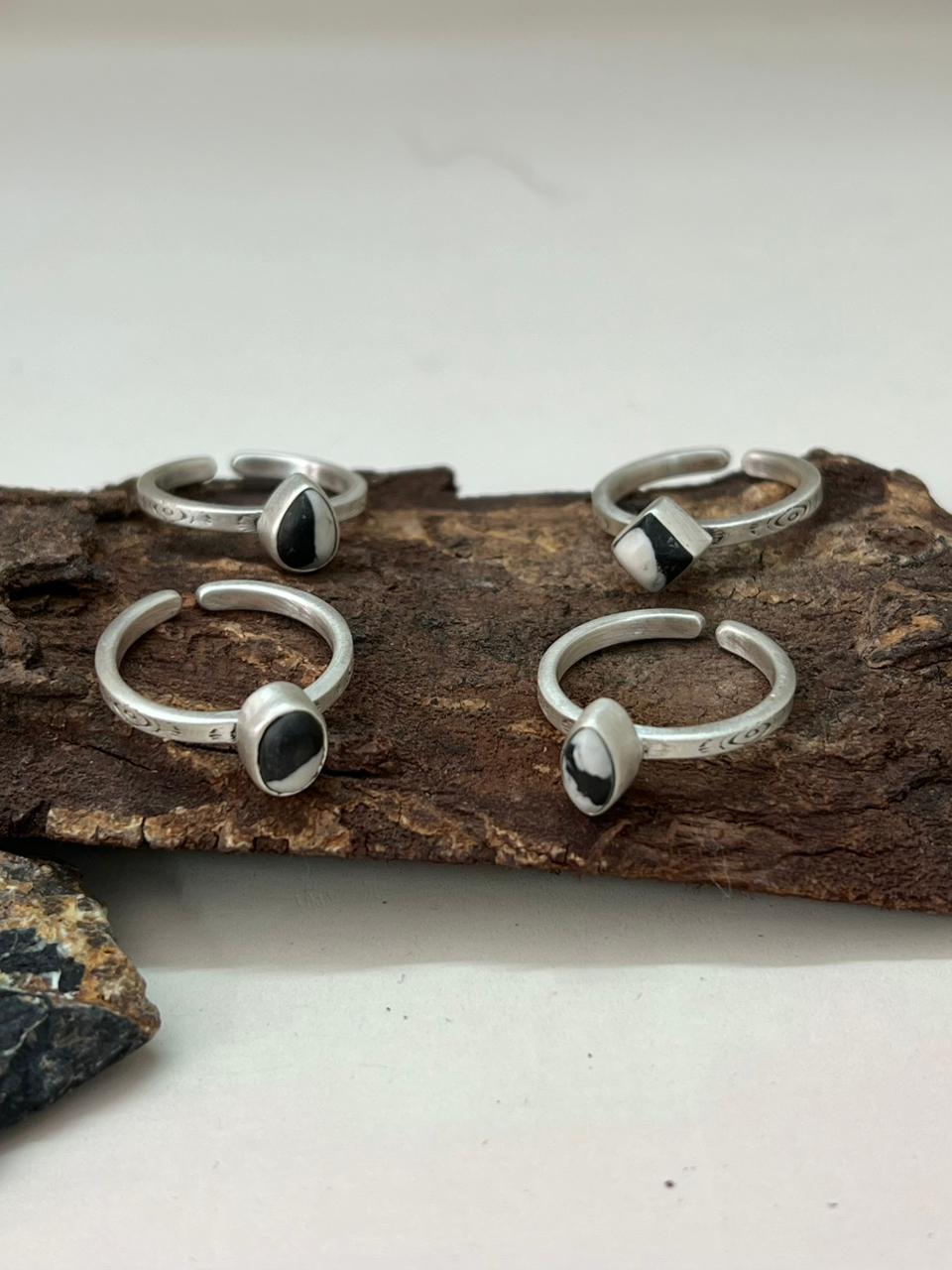 Handmade Sterling Silver White Buffalo Adjustable Ring "Signed Nizhoni"