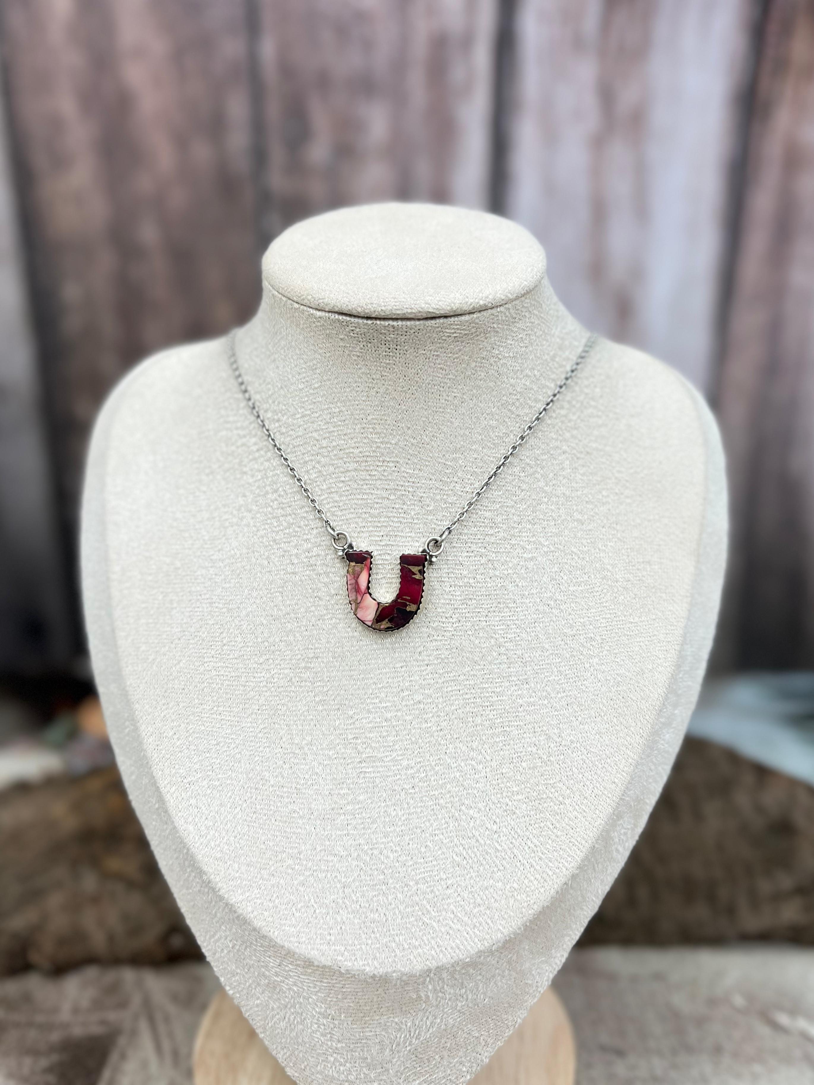 Handmade Sterling Silver Dahlia Rose Necklace with Signed Nizhoni