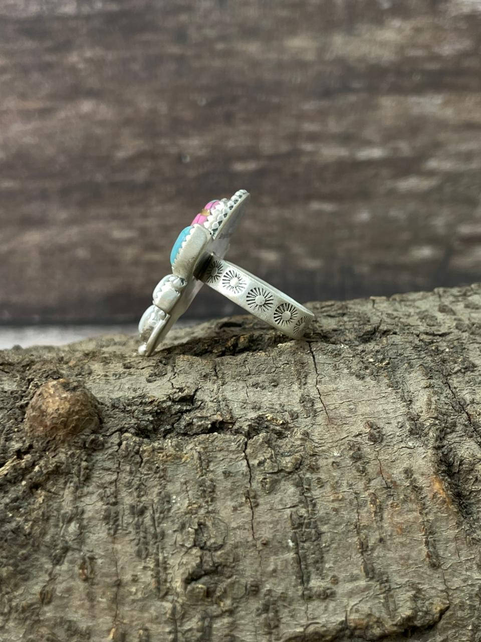 Handmade Sterling Silver Cotton Candy Adjustable Ring "Signed Nizhoni"