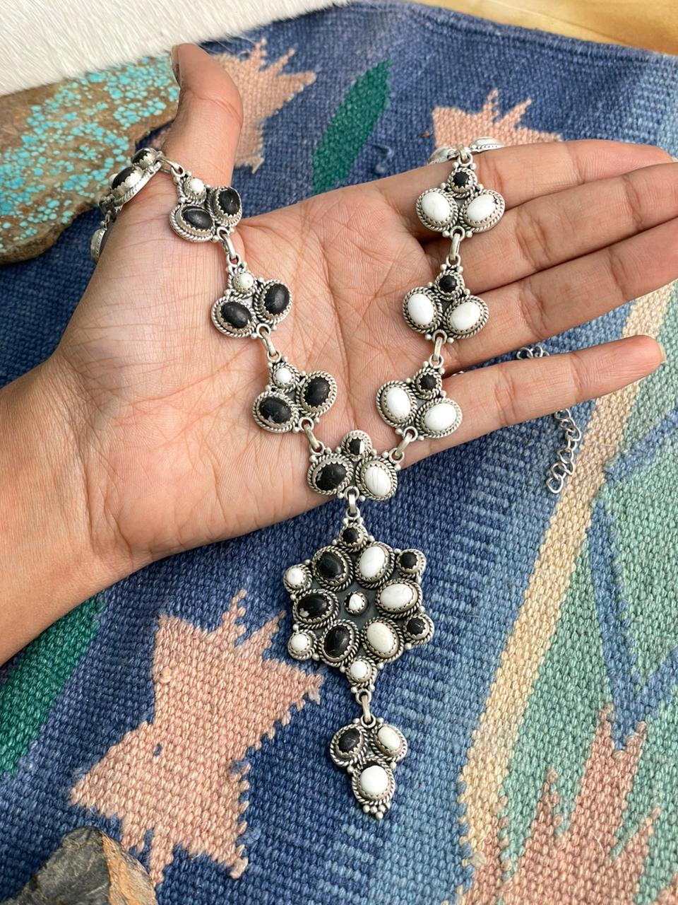 Handmade Sterling Silver White Buffalo Necklace "Signed Nizhoni"