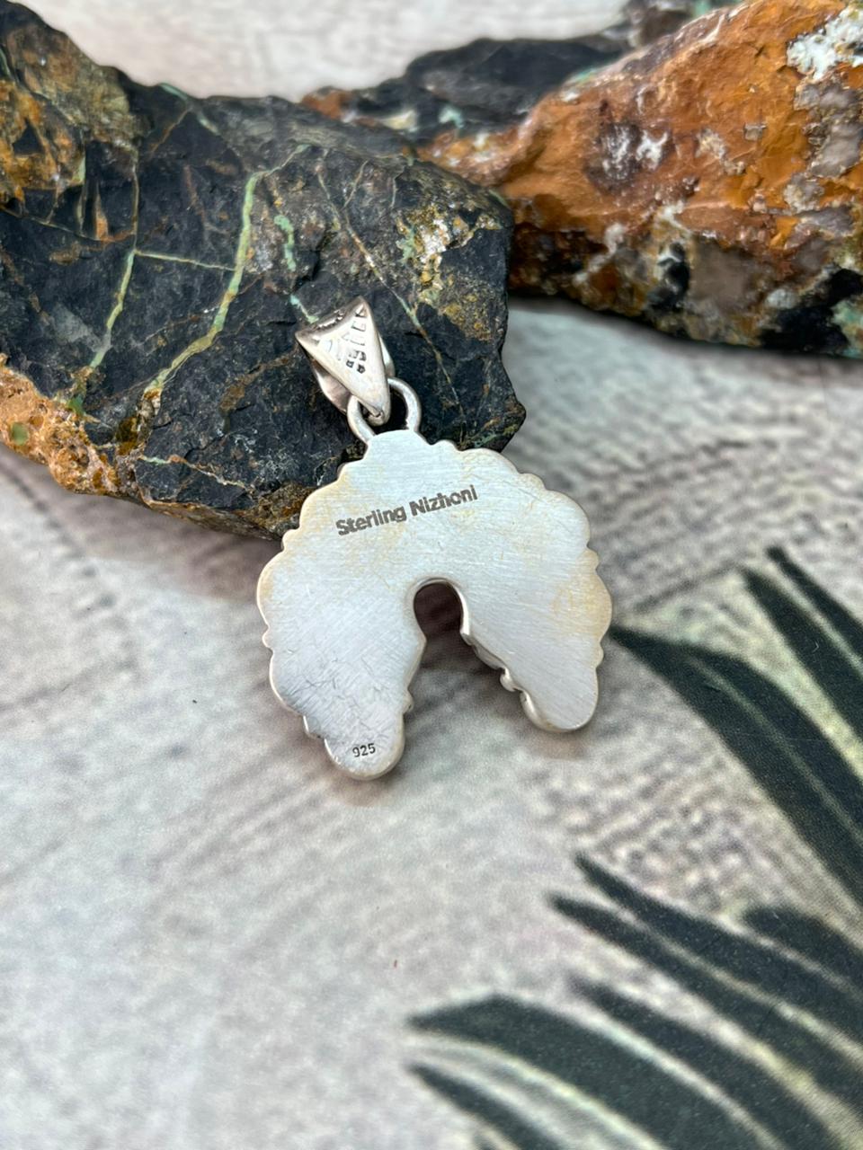 Handmade Sterling Silver Kingman Turquoise Pendant "Signed Nizhoni"