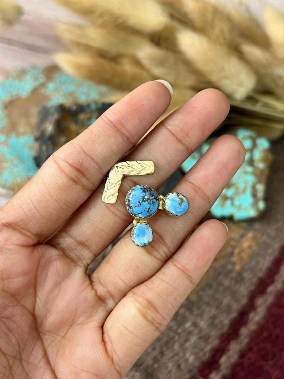 “The Golden Collection” Natural Golden Hills Turquoise Adjustable Ring