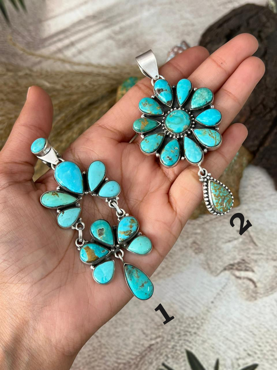 Handmade Sterling Silver Santa Maria Turquoise Pendant "Signed Nizhoni"