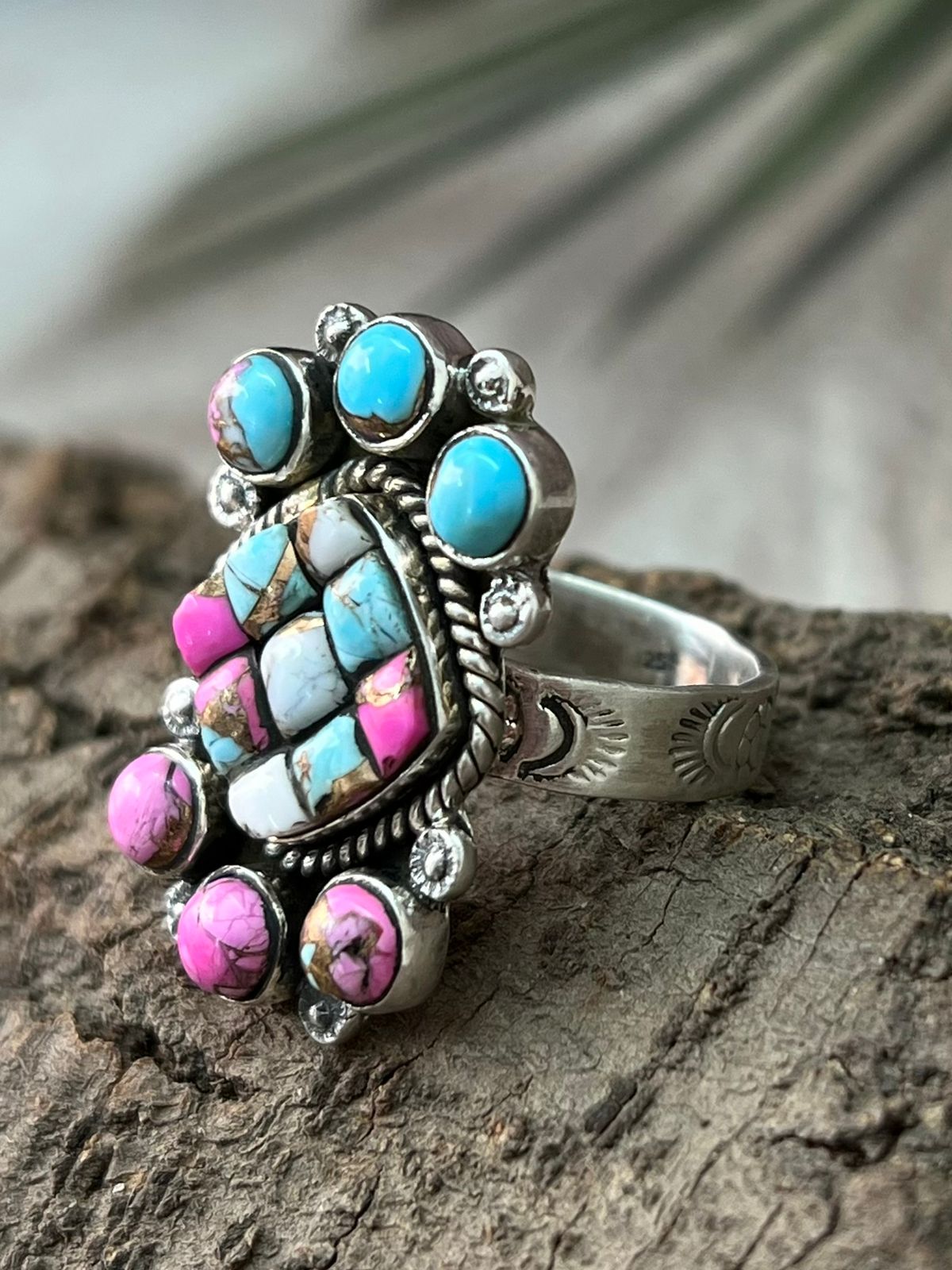 Handmade Sterling Silver Cotton Candy Adjustable Ring "Signed Nizhoni"